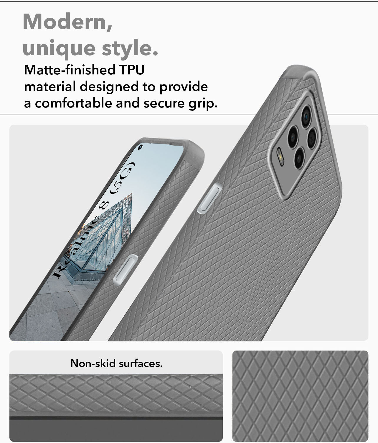 For Realme 8 5G Back Cover Case (Liquid Silicone | Side Grip | Camera Protection)