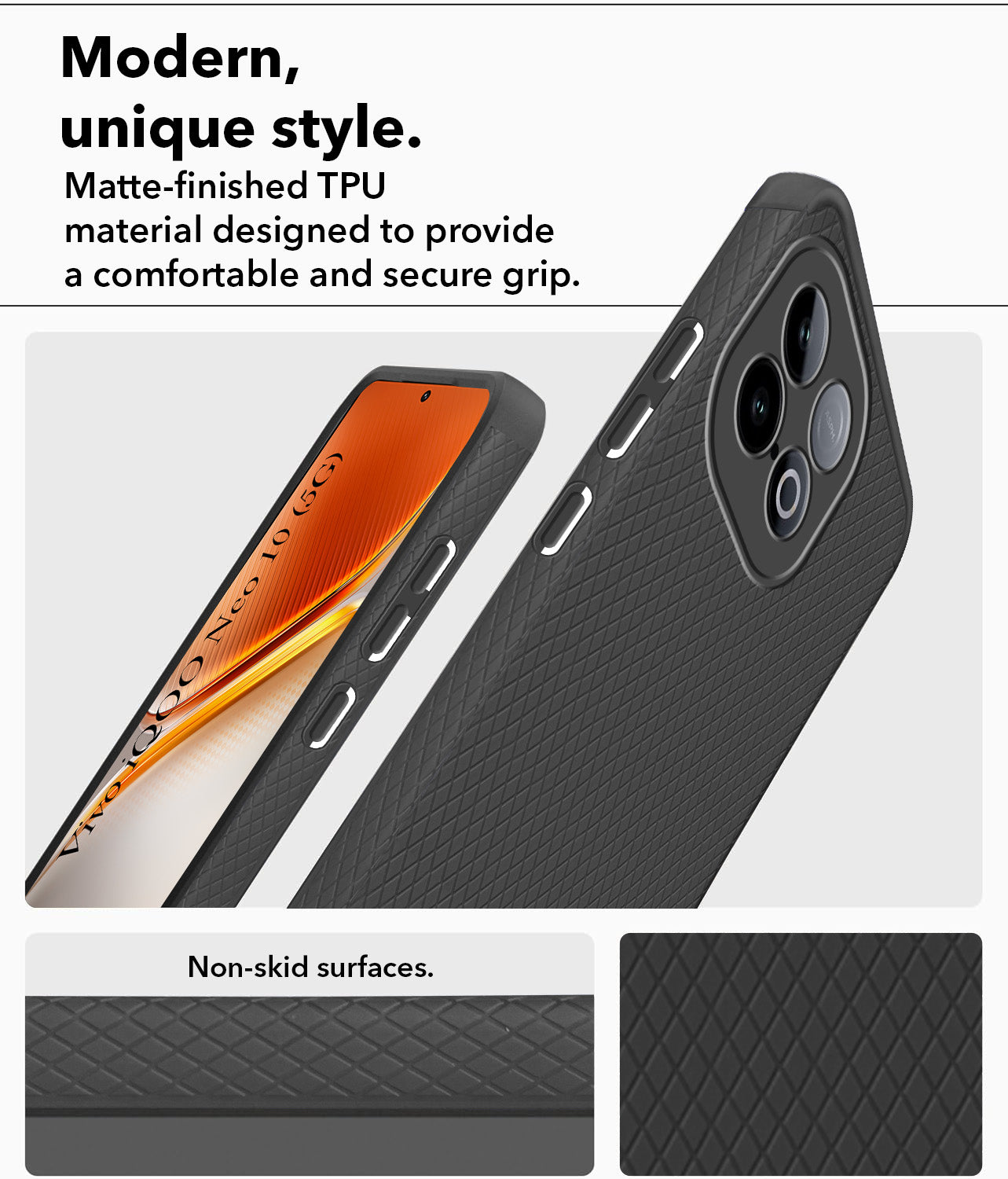 For Vivo iQOO Neo 10 Liquid Silicone Back Cover Case (Camera Protection | Side Grip Texture | Soft and Flexible)