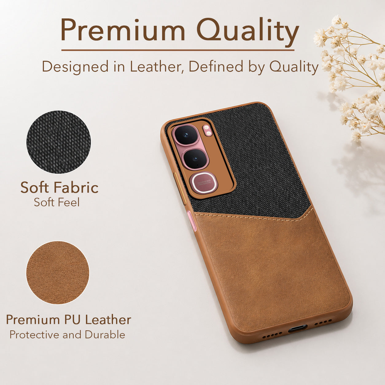 For Vivo Y31 5G Back Cover Case (Dual PU Leather Stitch | Professional Minimalist | Soft and Flexible)