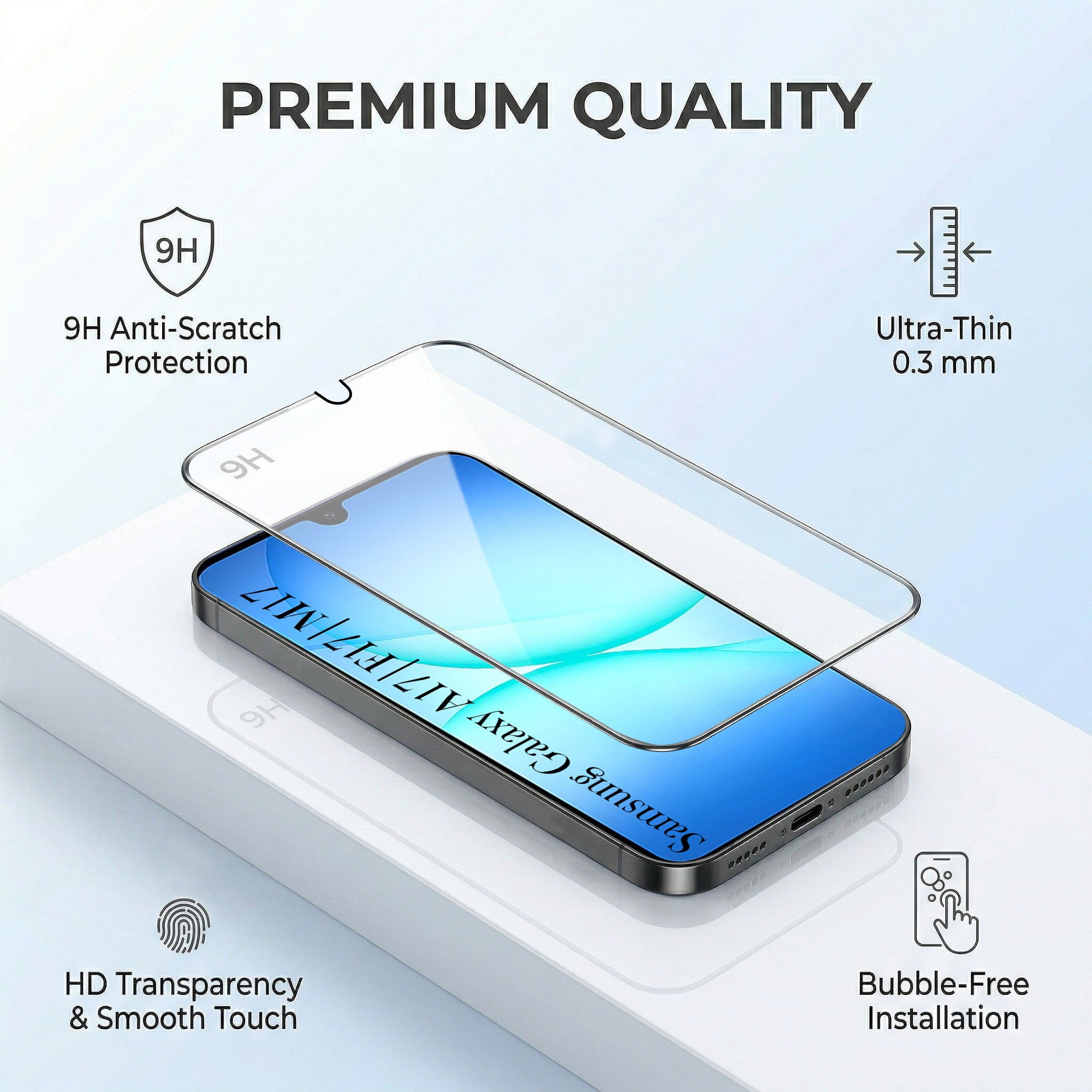 For Samsung Galaxy A17 | Samsung F17 | Samsung M17 5G Combo with Back Cover and 9H Tempered Glass (Liquid Silicone | Camera Protection | Oleophobic Coating Screen Glass)