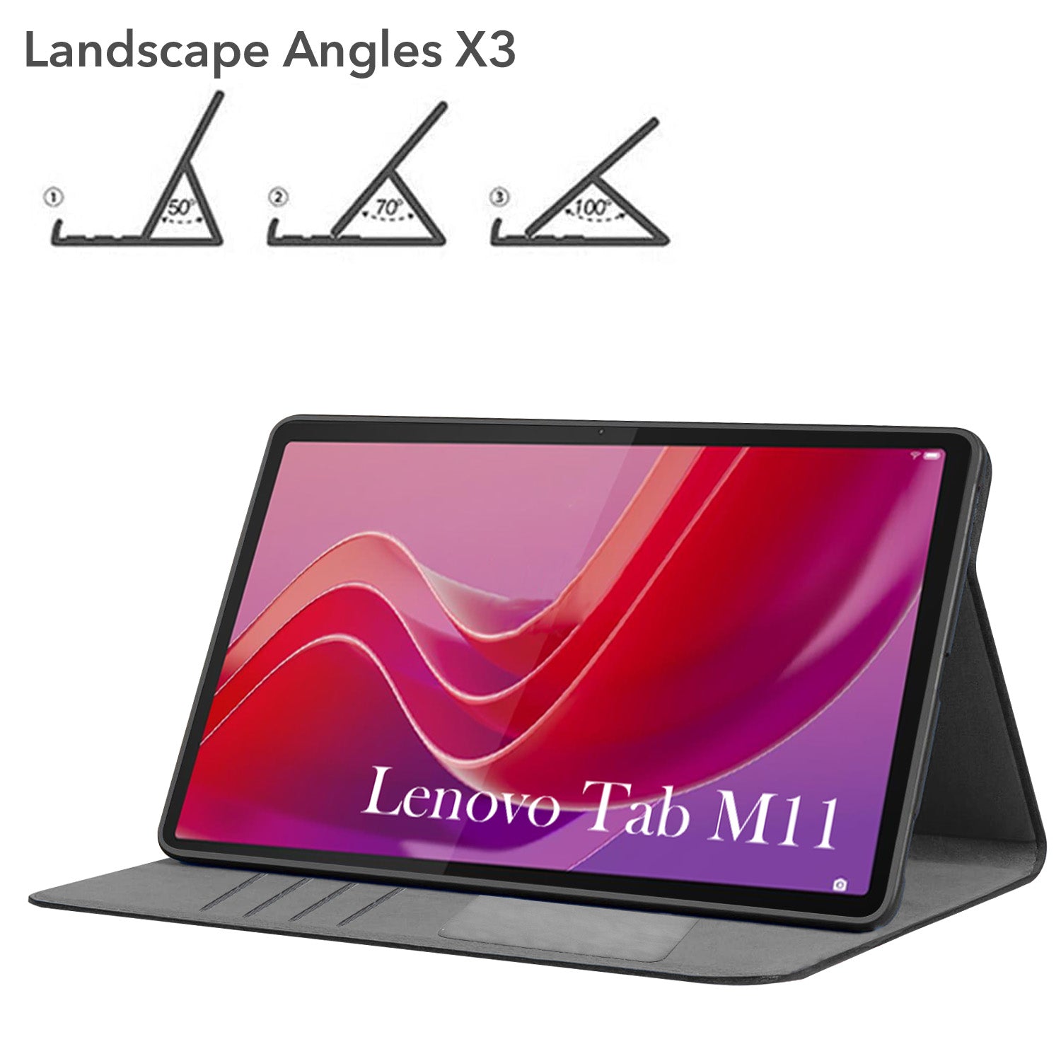For Flip Cover Folio Case  Lenovo Tab M11 10 Inch TB330FU / TB330KU  (PU Leather | Multi-Angle Smart Stand | Card Storage Slots | Silicone Back Pouch)
