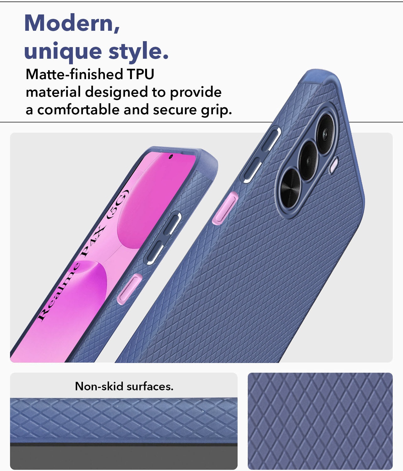 For Realme P4x Back Cover Case Liquid Silicone (Camera Protection | Side Grip Texture | Soft and Flexible)