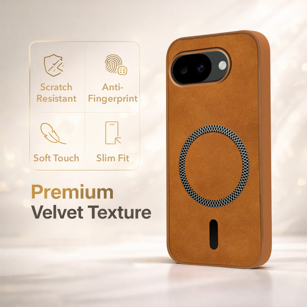 For Google Pixel 10a Back Cover Case Leather Finish (MagSafe Compatible Wireless Charging | Soft Touch | Camera Bump Protection)