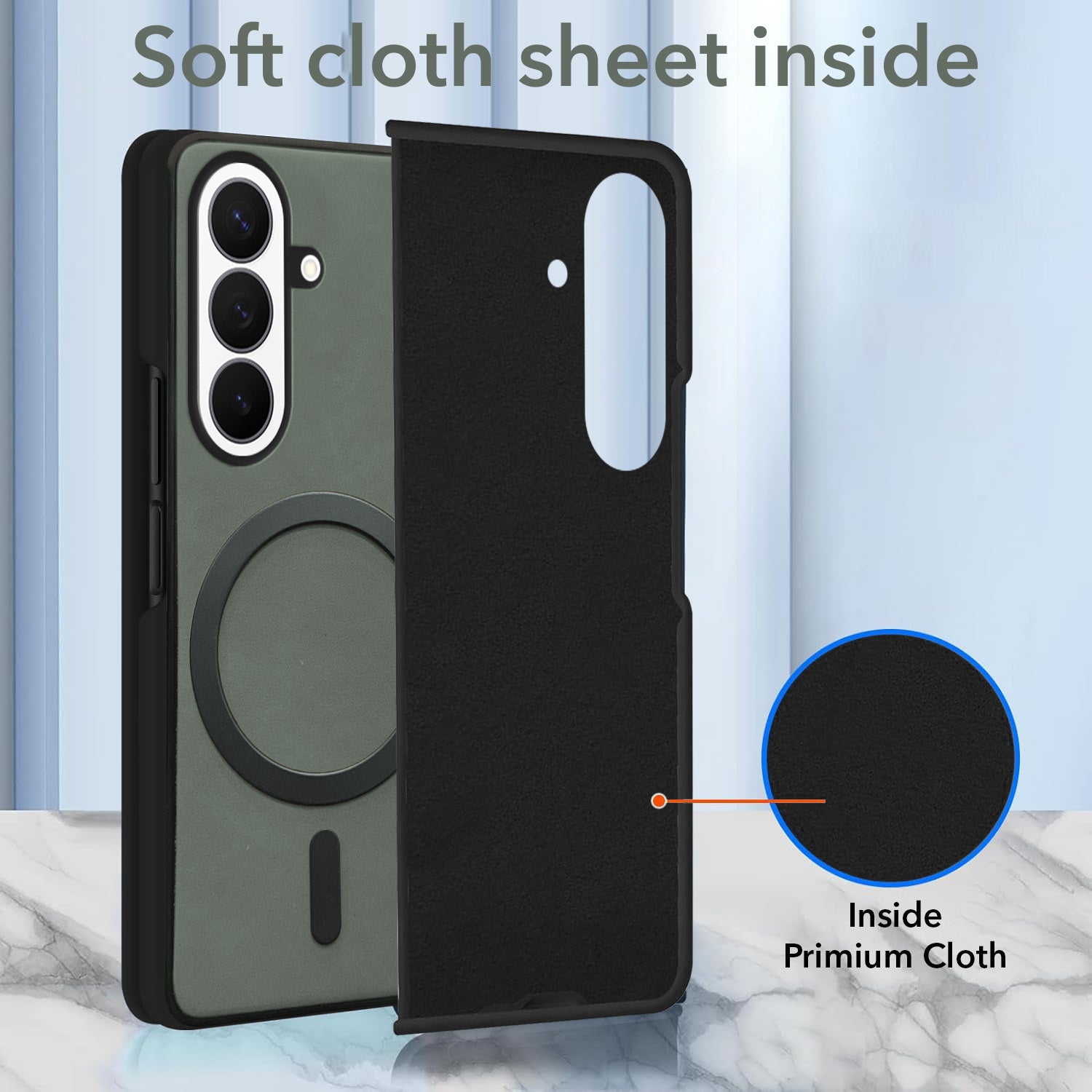 For Samsung Galaxy Z Fold 8 Ultra Back Cover Case Leather Finish (MagSafe Wireless Charging Compatible | Inside Microfiber Cloth)