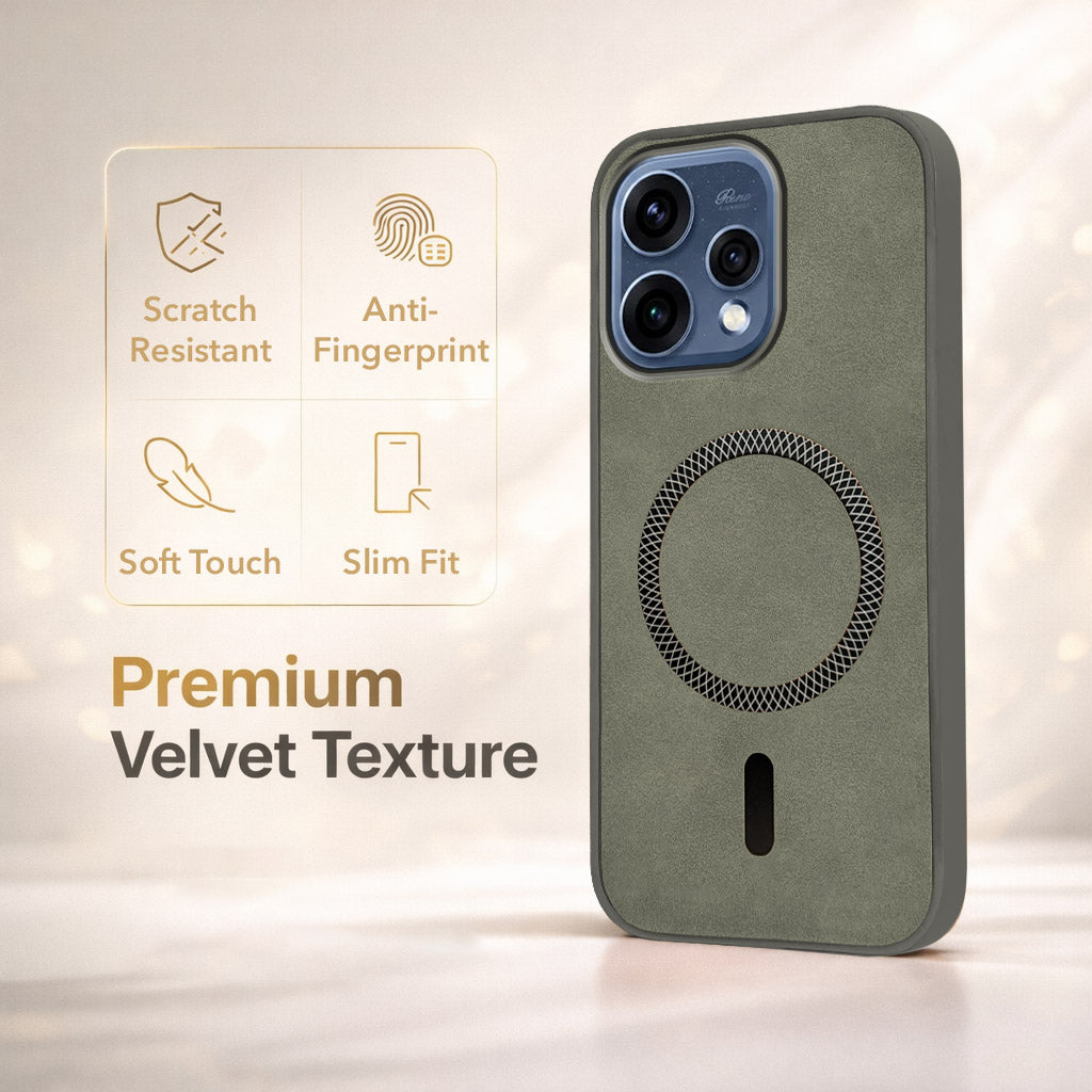 For Oppo Reno15 5G | Oppo Reno 15 5G Back Cover Case Leather Finish (MagSafe Compatible Wireless Charging | Soft Touch | Camera Bump Protection)
