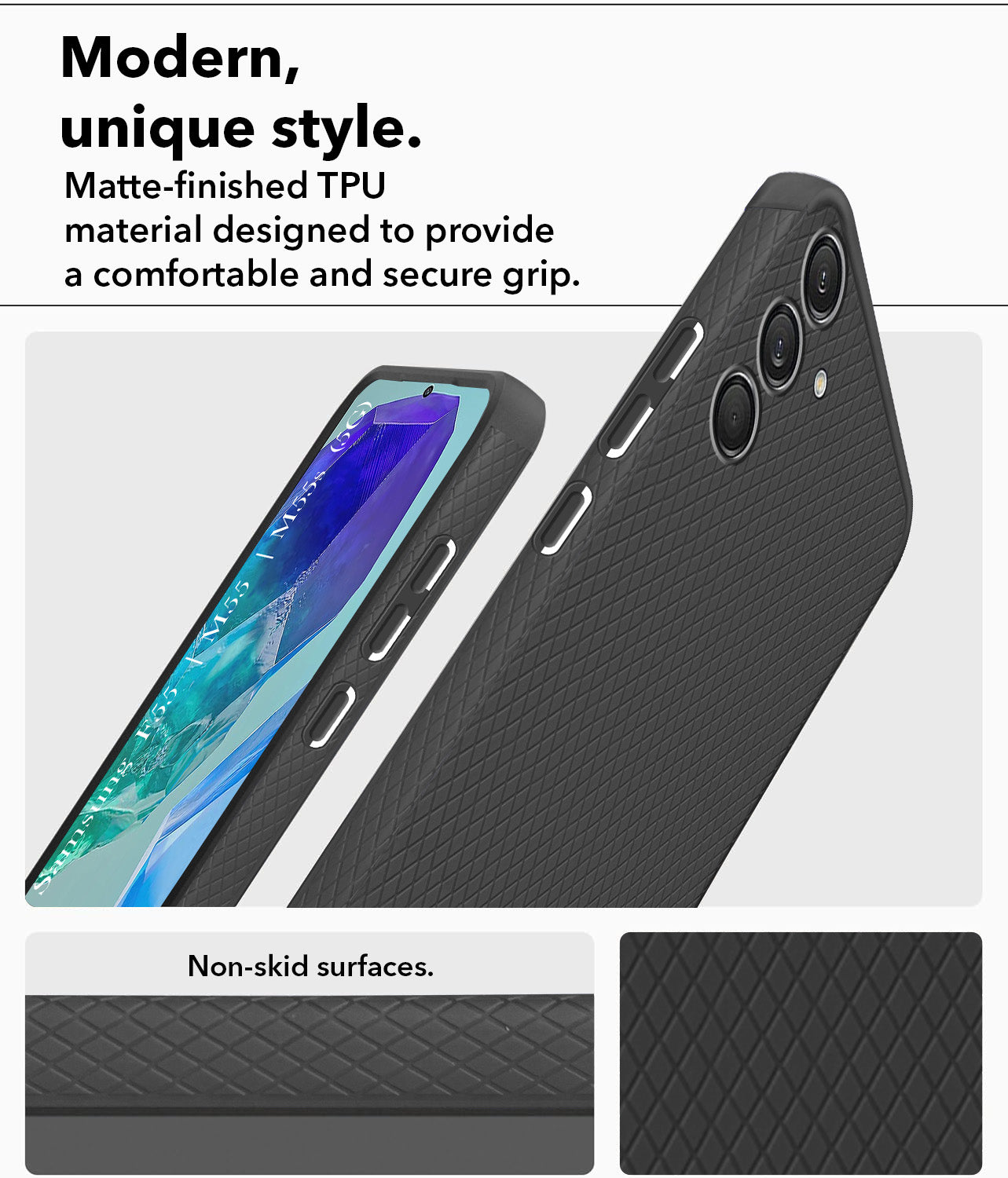 For Samsung Galaxy F55 5G | M55 5G | M55s Back Cover Case (Liquid Silicone | Side Grip | Camera Protection)