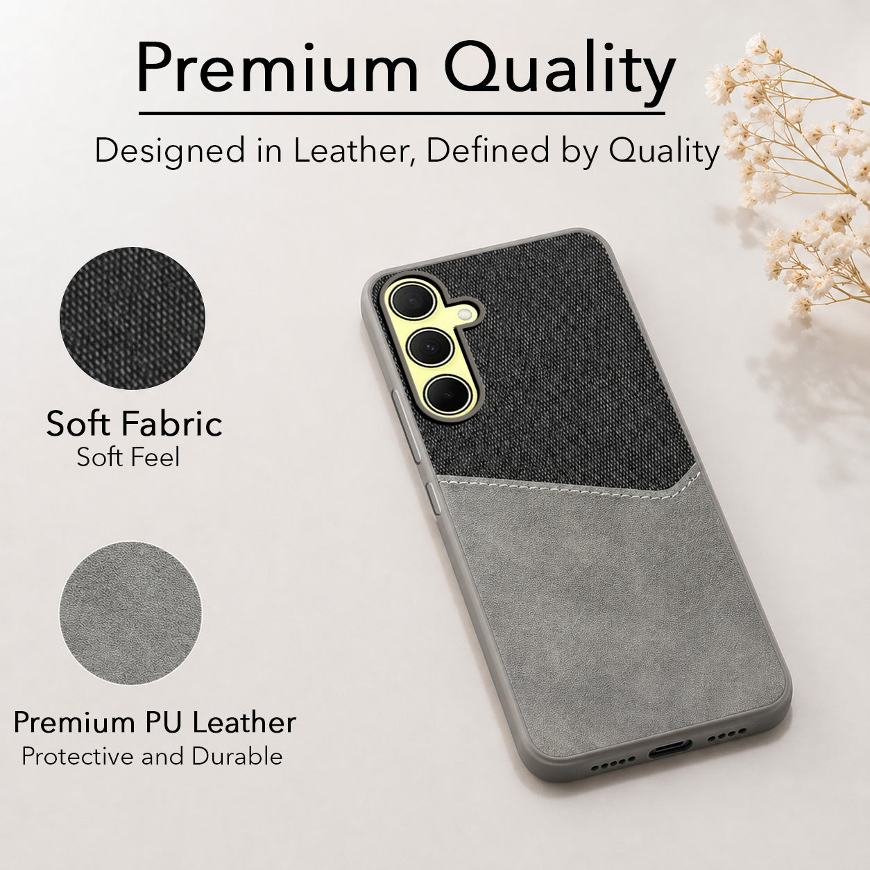 For Samsung Galaxy A35 Back Cover Case (Dual PU Leather Stitch | Professional Minimalist | Soft and Flexible)