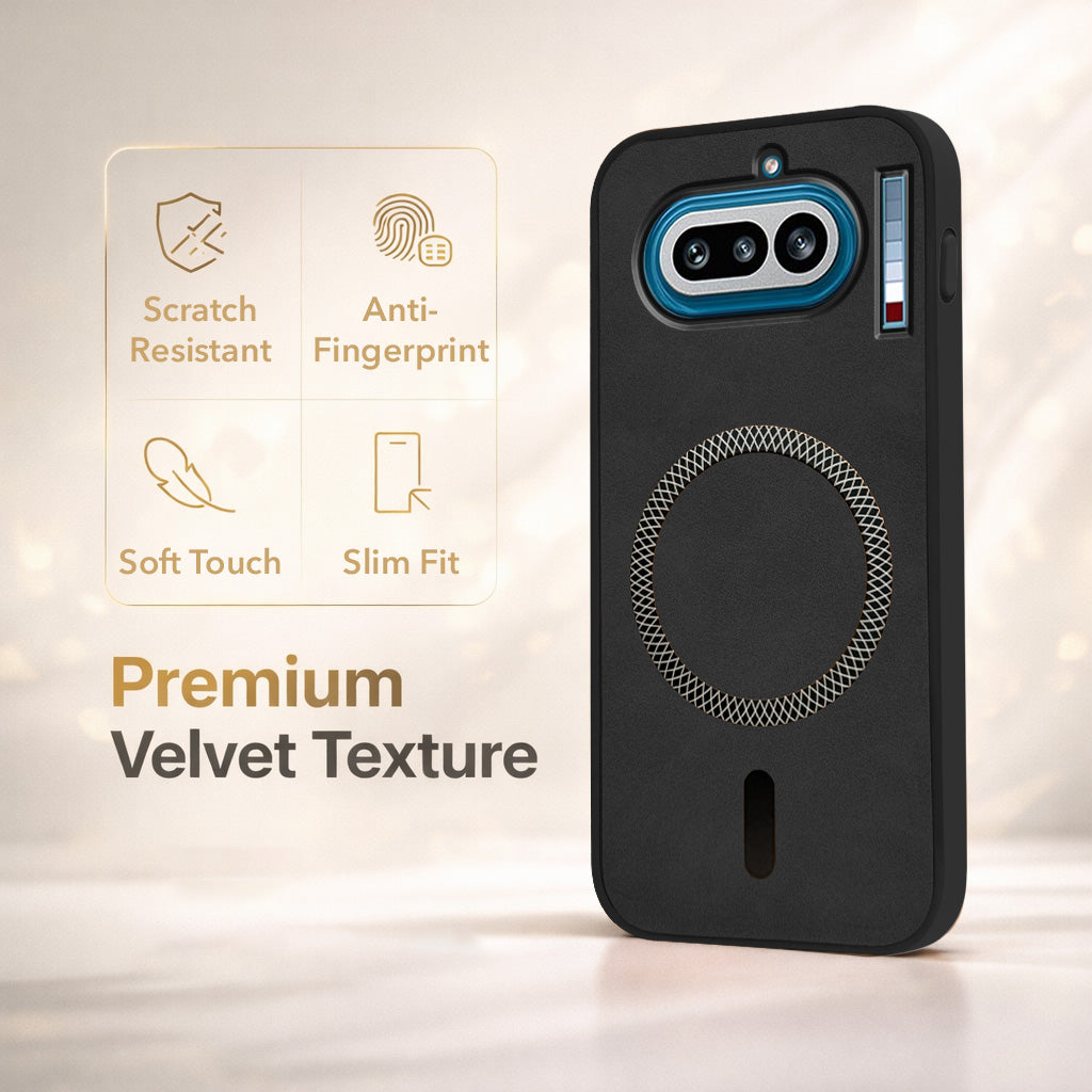 For Nothing Phone 4A 5G Back Cover Case Leather Finish (MagSafe Compatible Wireless Charging | Soft Touch | Camera Bump Protection)