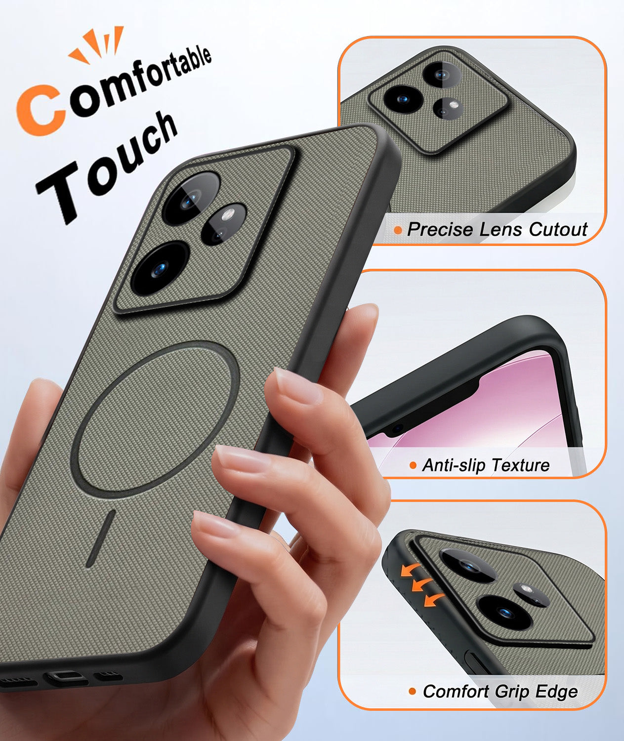 For Realme GT 7 Back Cover Case PU Leather (Texture Grip Design | Professional Minimalist | Camera Protection | Soft and Flexible)