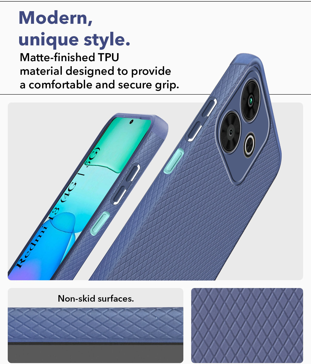 For Xiaomi Mi Redmi 13 4G | 5G  Back Cover Case (Liquid Silicone | Side Grip | Camera Protection)