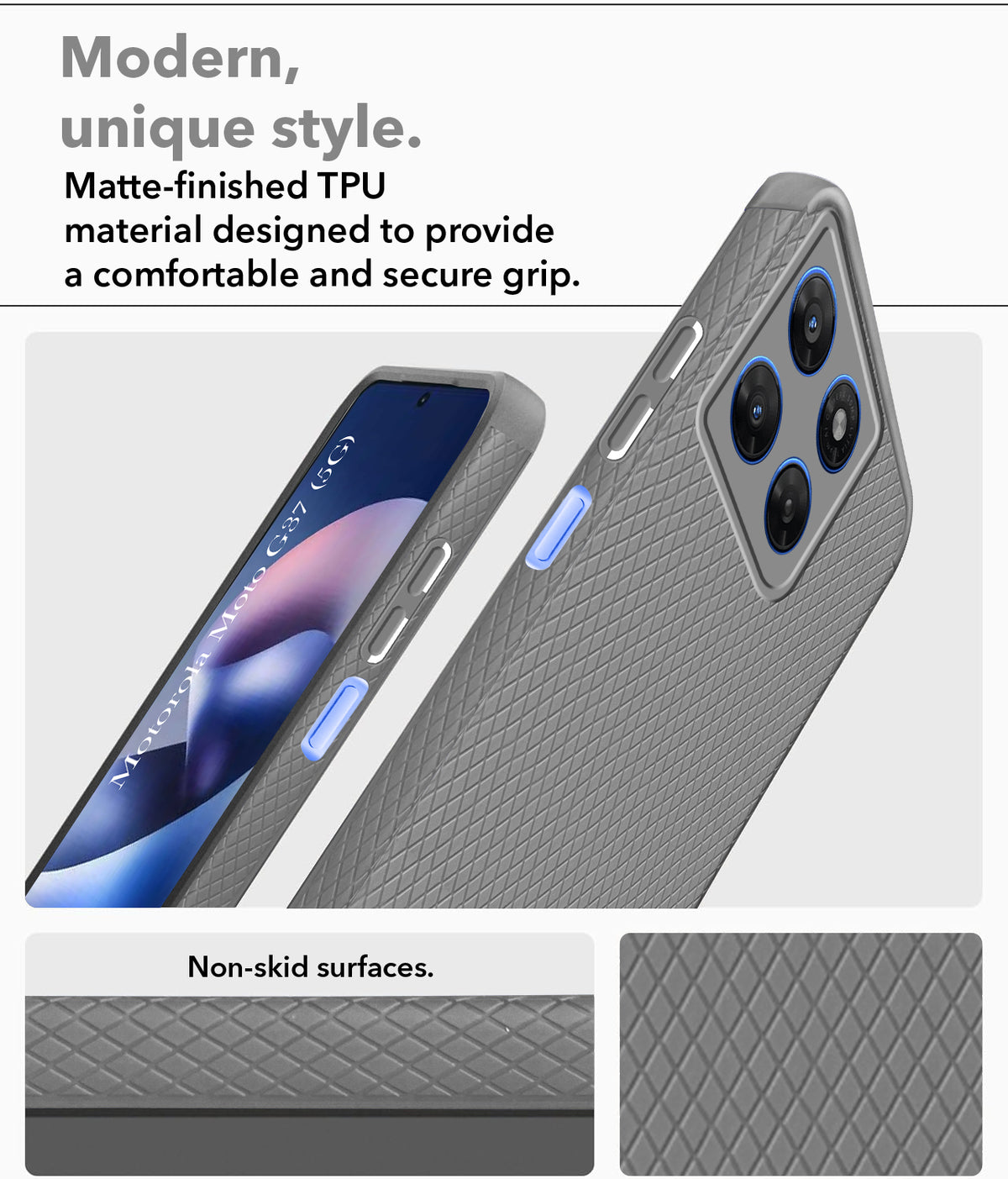 For Motorola Moto G37 Back Cover Case Liquid Silicone (Camera Protection | Side Grip Texture | Soft and Flexible)