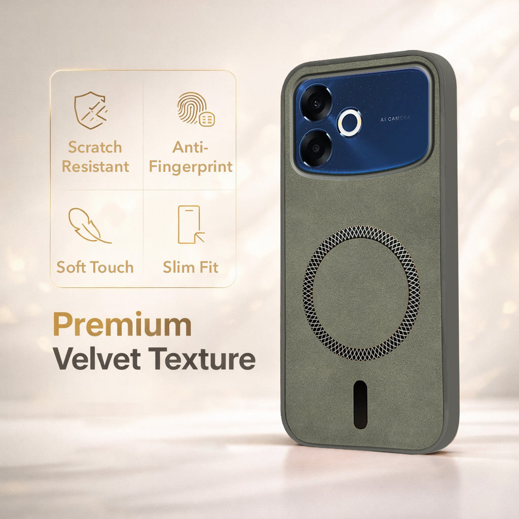 For Oppo F33 Pro 5G Back Cover Case Leather Finish (MagSafe Compatible Wireless Charging | Soft Touch | Camera Bump Protection)