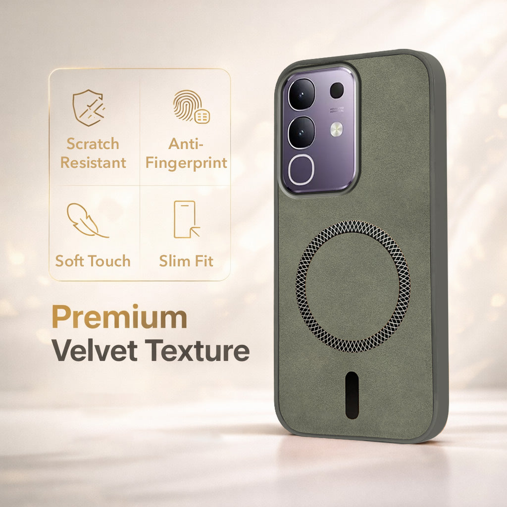 For Vivo T4x | Vivo Y31 Pro Back Cover Case Leather Finish (MagSafe Compatible Wireless Charging | Soft Touch | Camera Bump Protection)