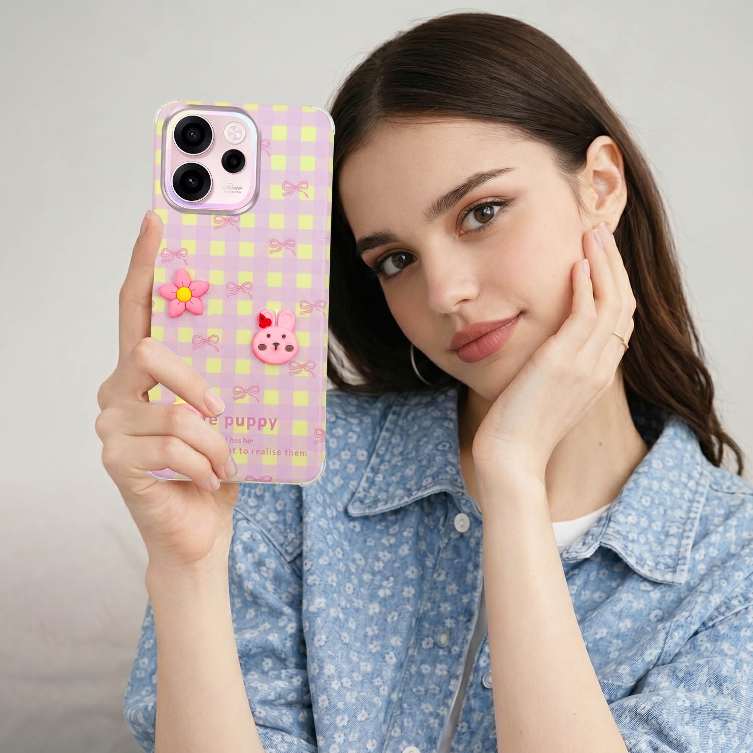 For Oppo Reno 15c Back Cover Case (3D Cute Cartoons | Hard Back Side Soft | Matte Premium Finish | HD Printing)