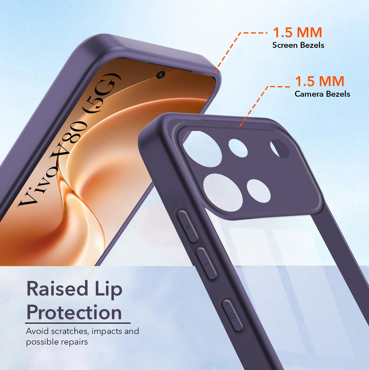 For Vivo V80 5G Back Cover Case Ultra-Hybrid (Lifetime Anti Yellow | Anti Scratch | Crystal Clear Shockproof)