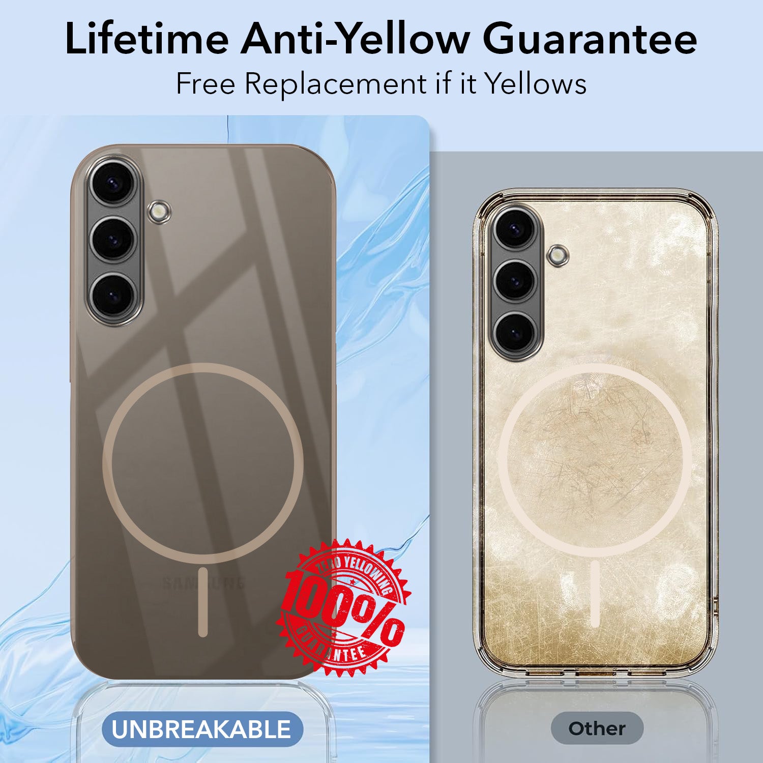 For Samsung Galaxy S24 Plus Back Cover Case Crystal Anti Yellow (MagSafe Wireless Charging Support |Camera Protection Bump)