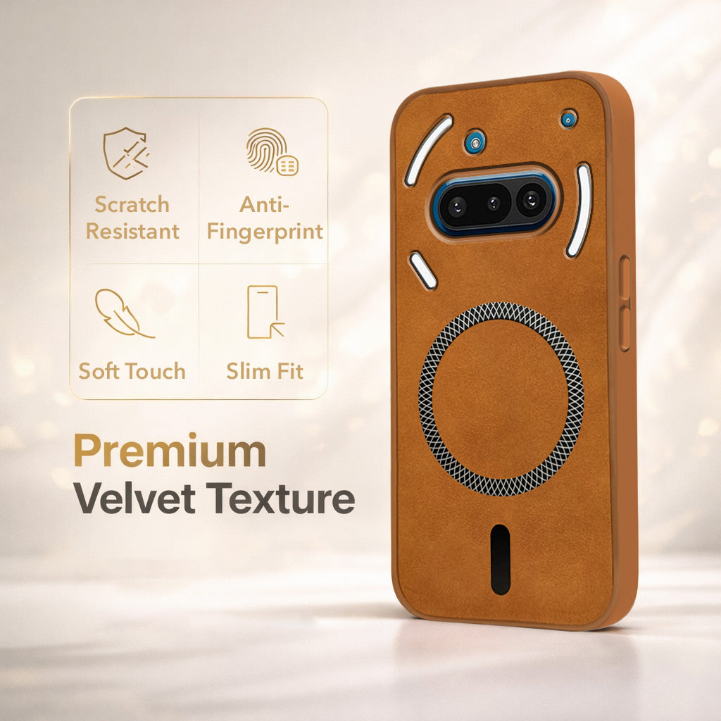 For Nothing Phone 3A 5G Back Cover Case Leather Finish (MagSafe Compatible Wireless Charging | Soft Touch | Camera Bump Protection)