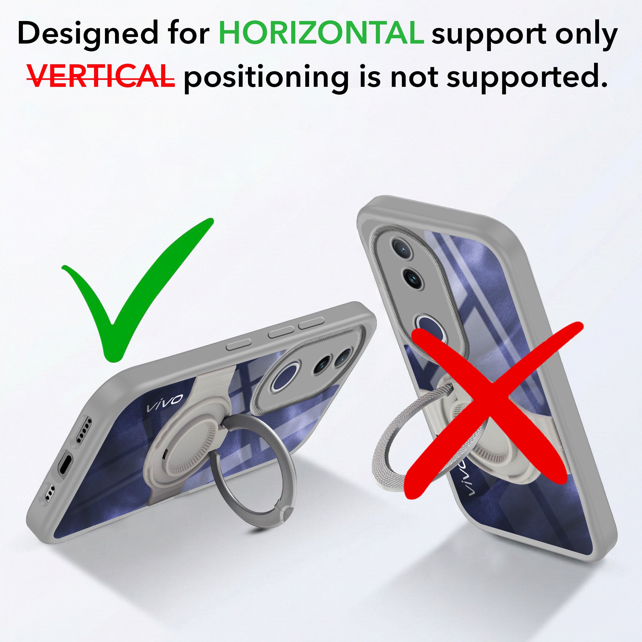 For Vivo T4R Back Cover Case with stand (Built-in Ring Holder Kickstand | Lifetime Anti Yellow | Camera Protection)