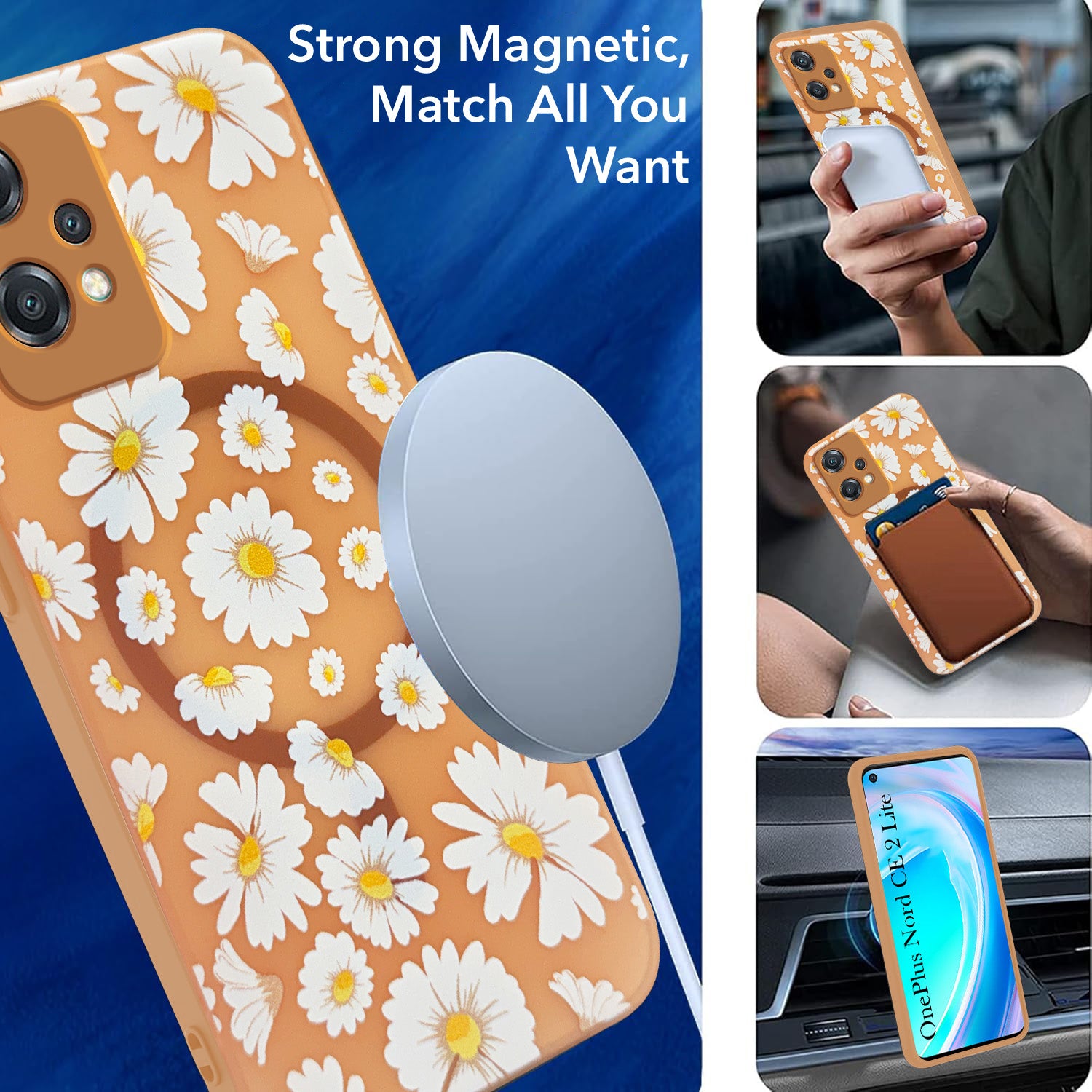 For OnePlus Nord CE 2 Lite Back Cover Case (Cute Floral Design | Flower Print for Girls | MagSafe Compatible Wireless Charging)