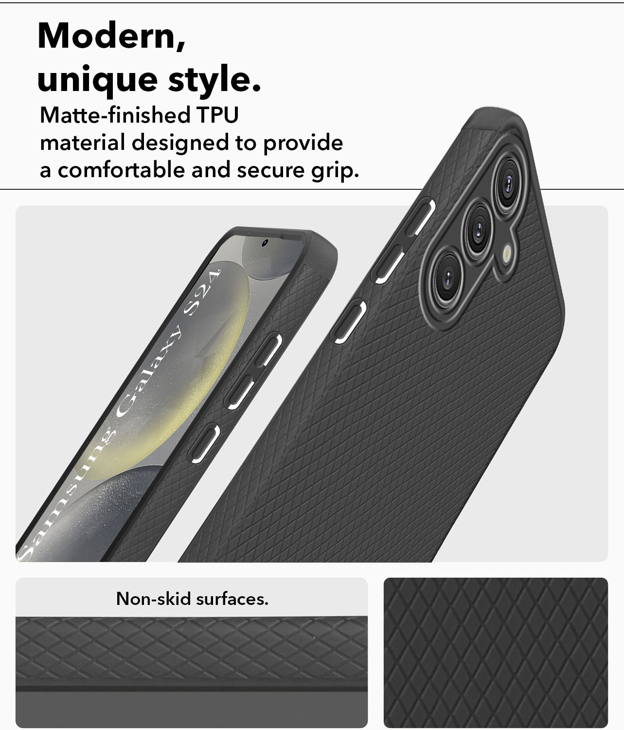 For Samsung Galaxy S24 Back Cover Case (Liquid Silicone | Side Grip | Camera Protection)