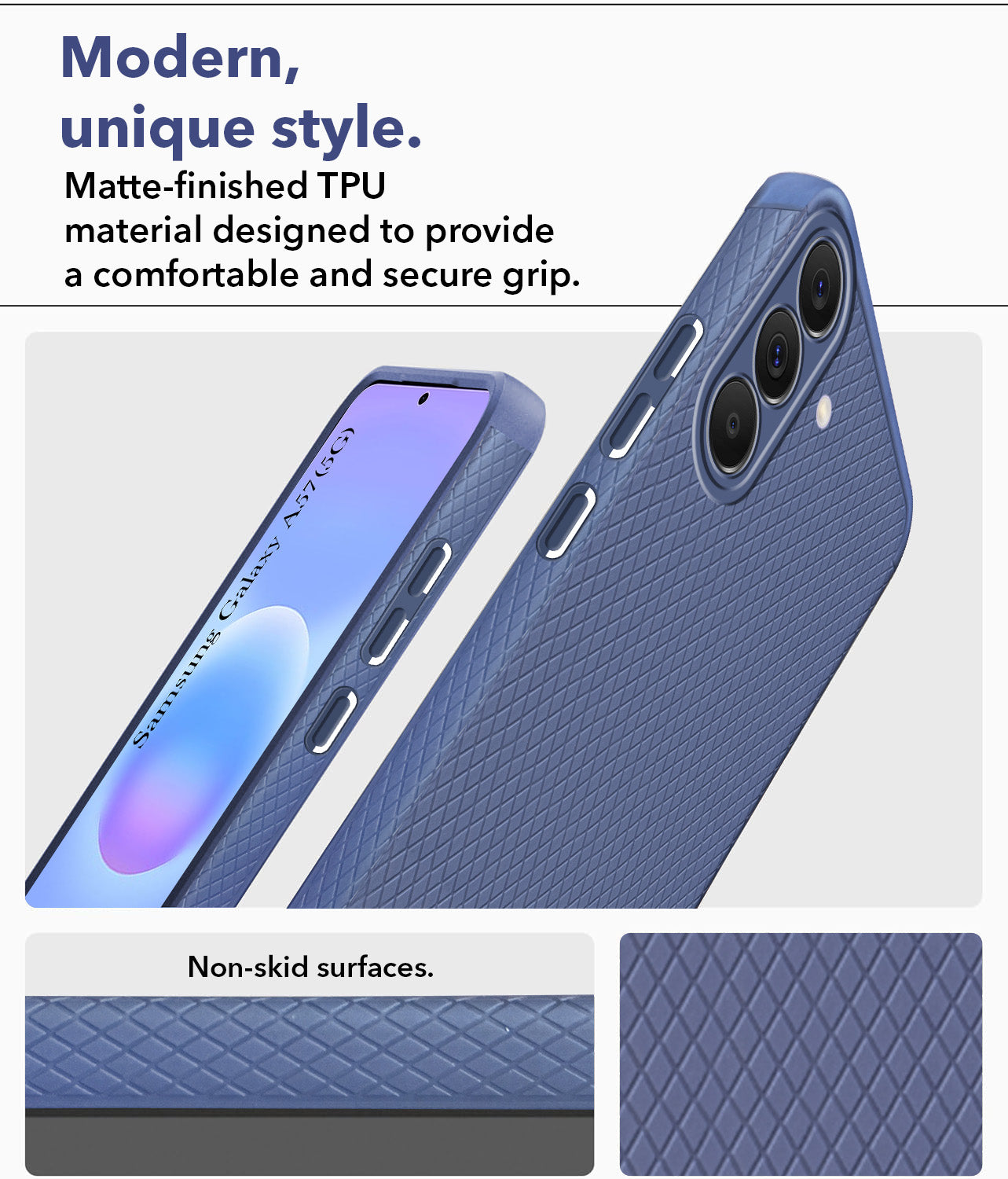 For Samsung Galaxy A57 5G Back Cover Case Liquid Silicone (Camera Protection | Side Grip Texture | Soft and Flexible)