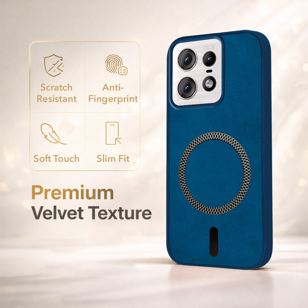 For Motorola Moto Edge 50 Pro Back Cover Case Leather Finish(MagSafe Compatible Wireless Charging | Soft Touch | Camera Bump Protection)