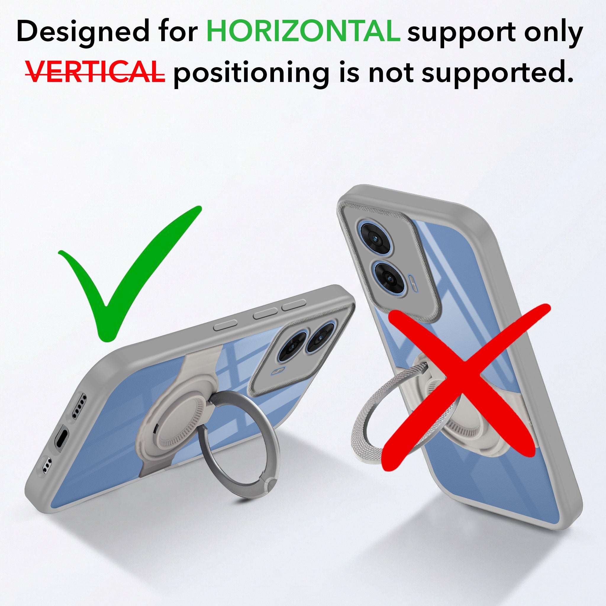 For Motorola Moto G96 Back Cover Case with stand (Built-in Ring Holder Kickstand | Lifetime Anti Yellow | Camera Protection)
