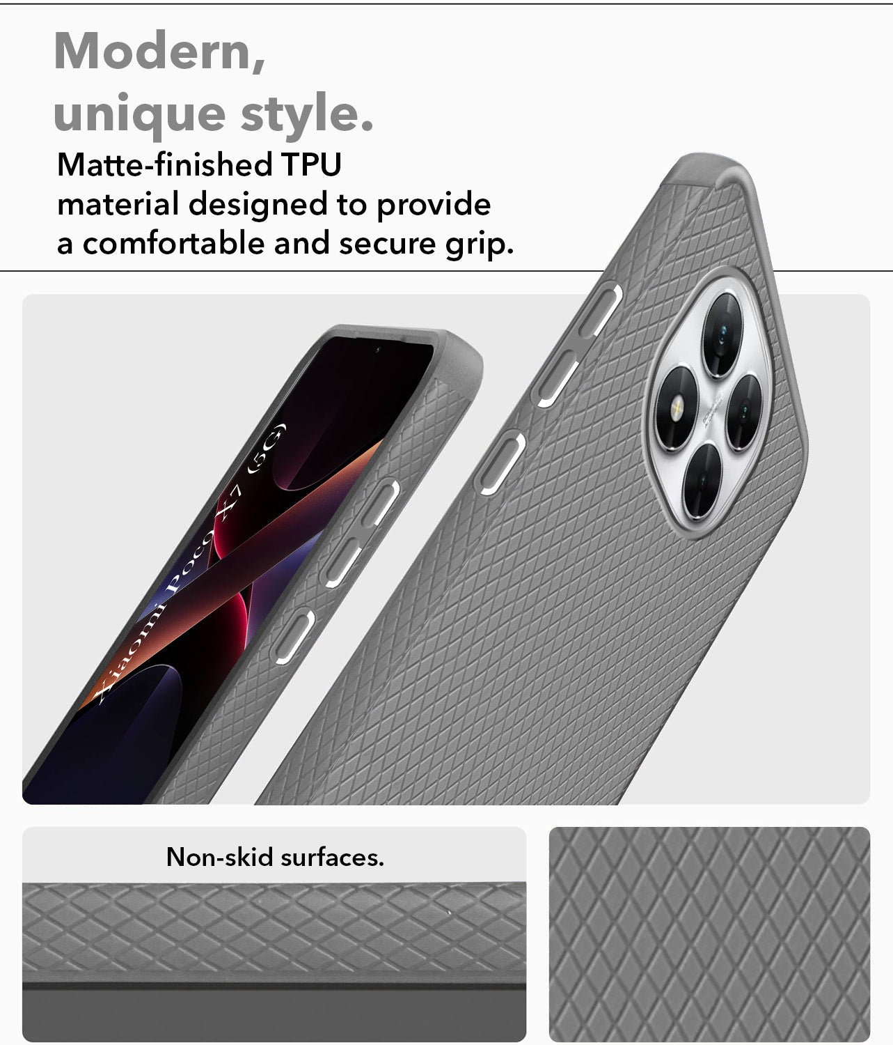 For Xiaomi Poco X7  Back Cover Case (Liquid Silicone | Side Grip | Camera Protection)