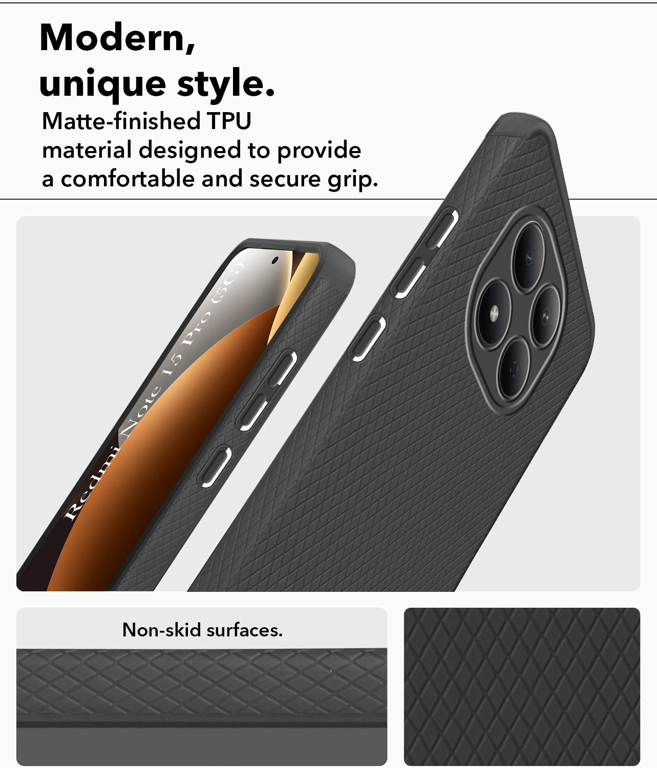 For Xiaomi Redmi Note 15 Pro 5G Back Cover Case Liquid Silicone (Camera Protection | Side Grip Texture | Soft and Flexible)