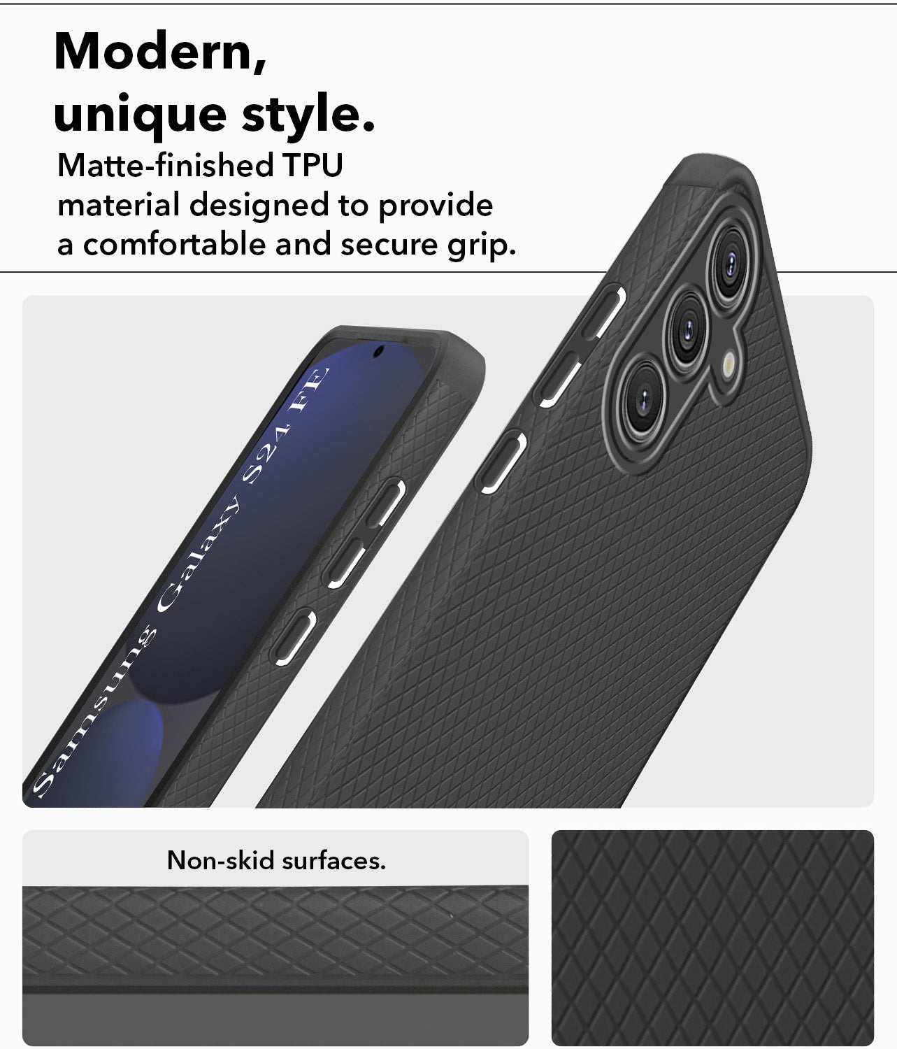 For Samsung Galaxy S24 FE Back Cover Case (Liquid Silicone | Side Grip | Camera Protection)