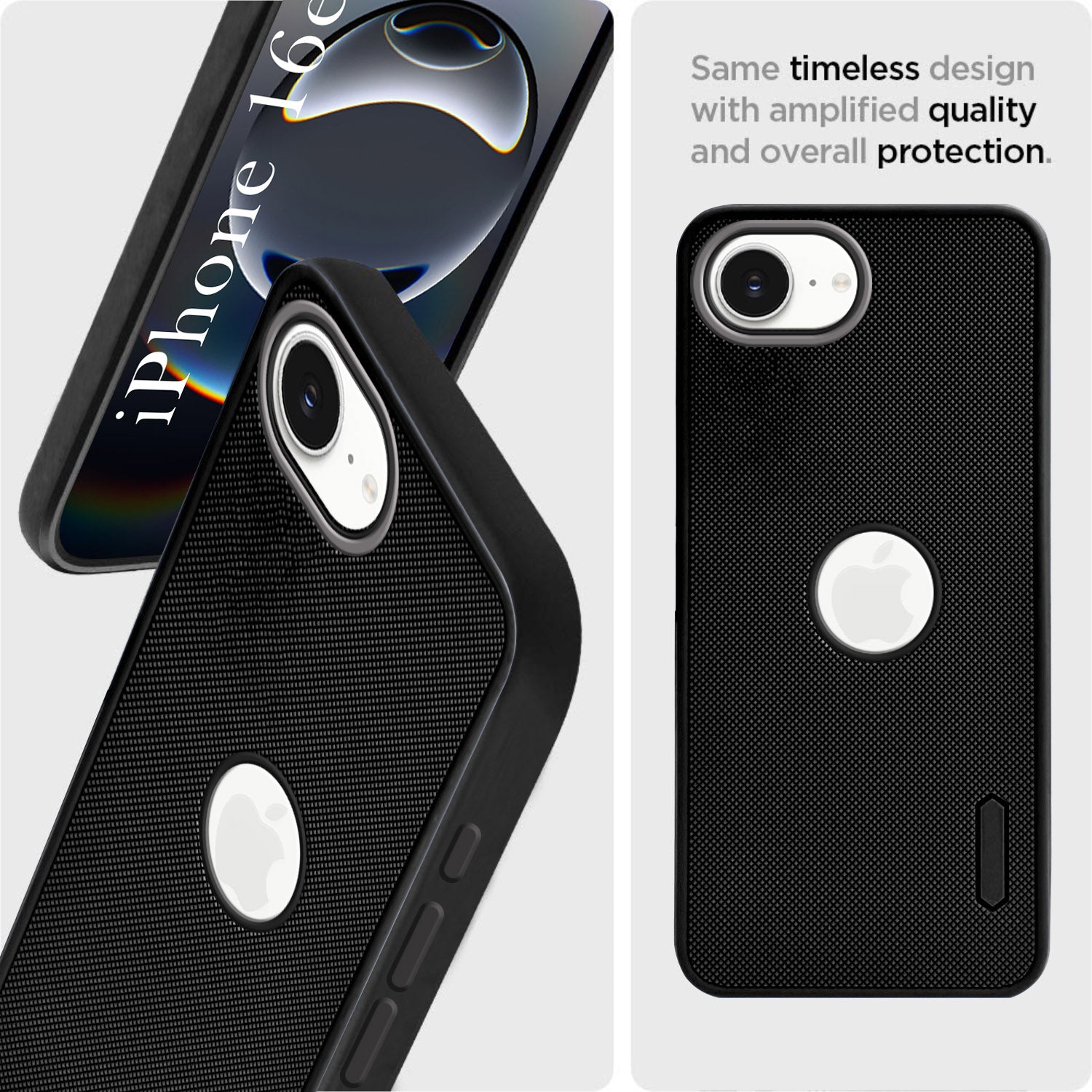 For Apple iPhone 16e | iPhone 17e Back Cover Case (Textured Grip Design | Micro-Fiber Cloth Inside | Slim and Light Weight | Soft Touch and Feel | Black)