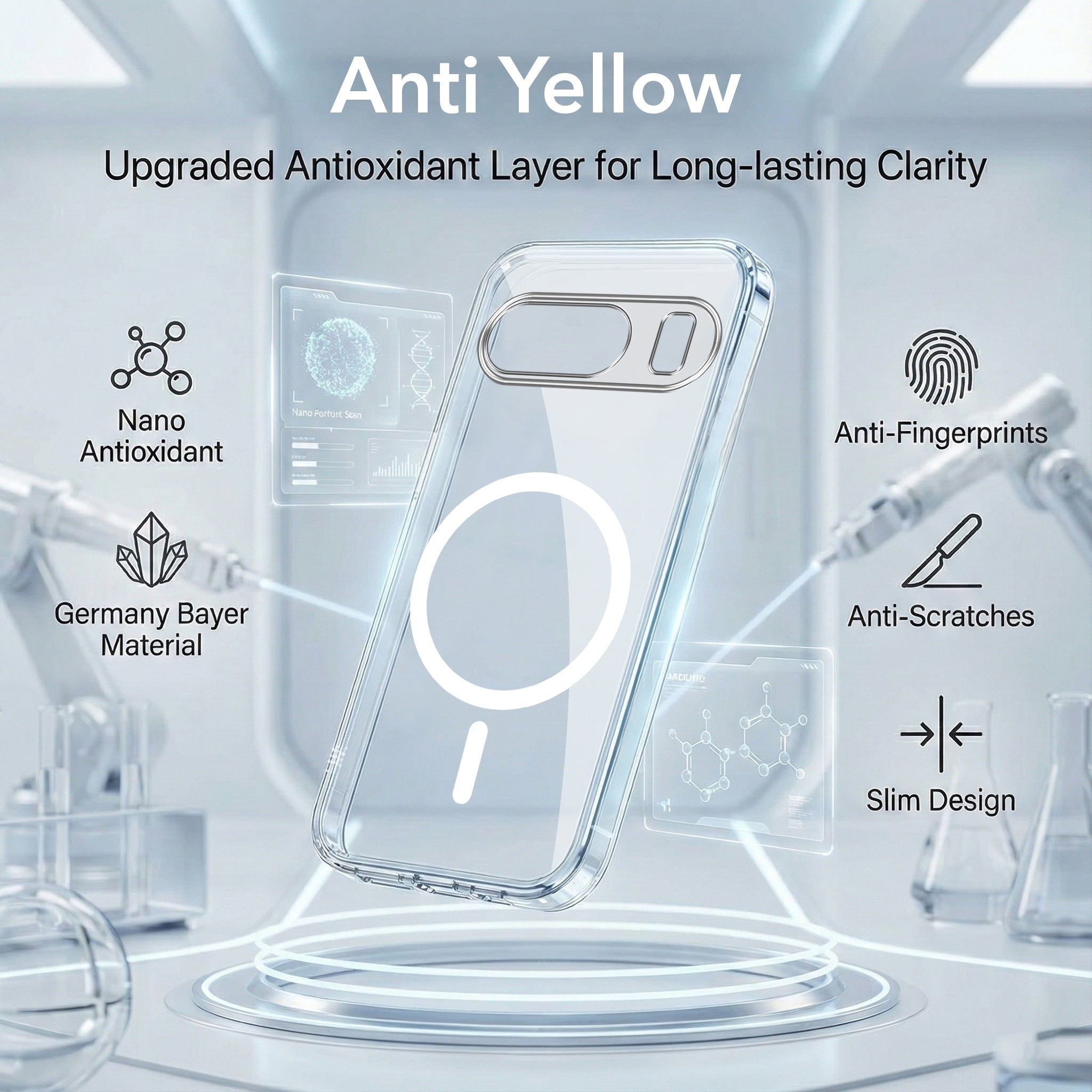For Google Pixel 9 Back Cover Case Lifetime Anti-Yellow MagSafe Compatible Clear (Sleek Hard Crystal | Shockproof and Camera Protection)