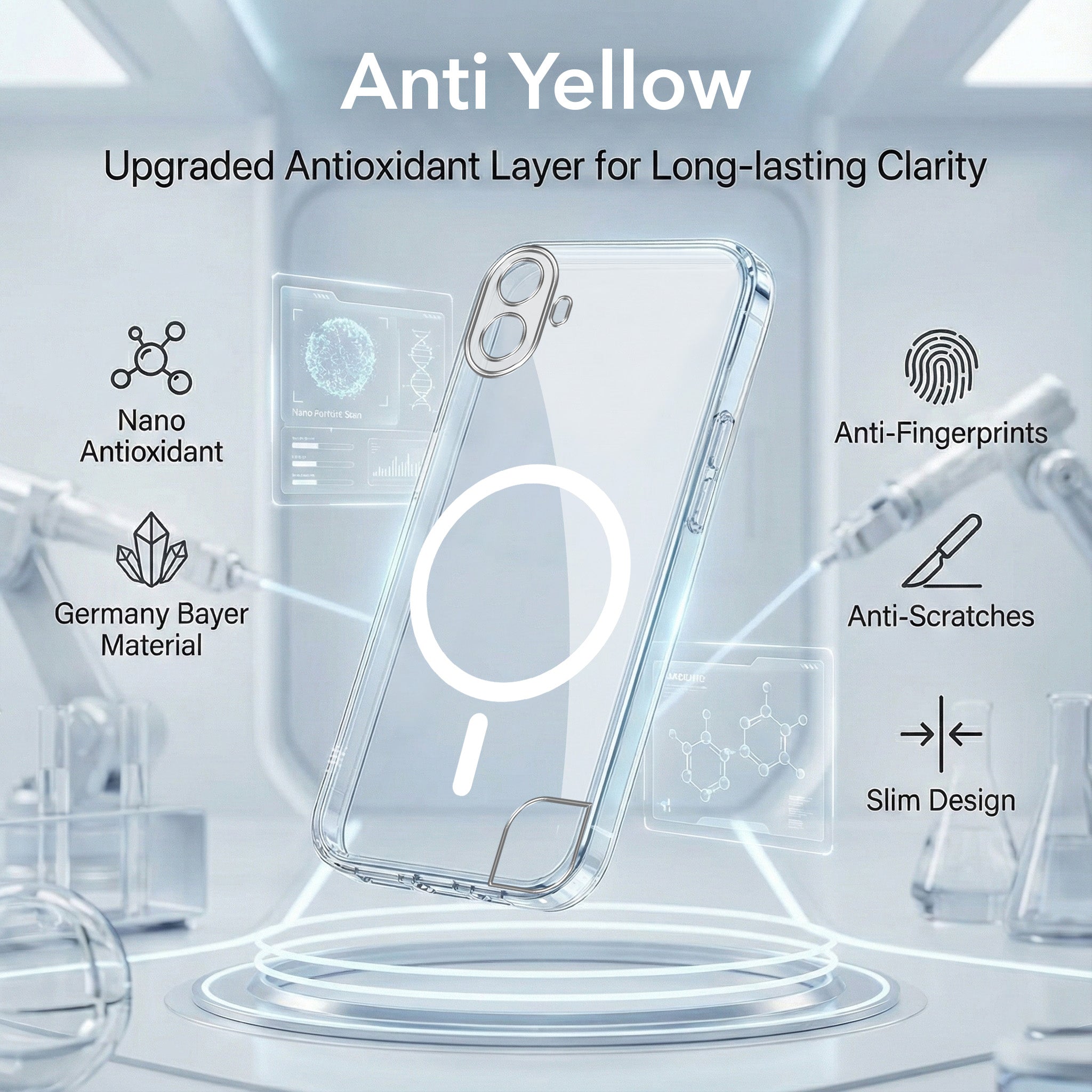 For Nothing CMF Phone 1 Back Cover Case Lifetime Anti-Yellow MagSafe Compatible Clear (Sleek Hard Crystal | Shockproof and Camera Protection)