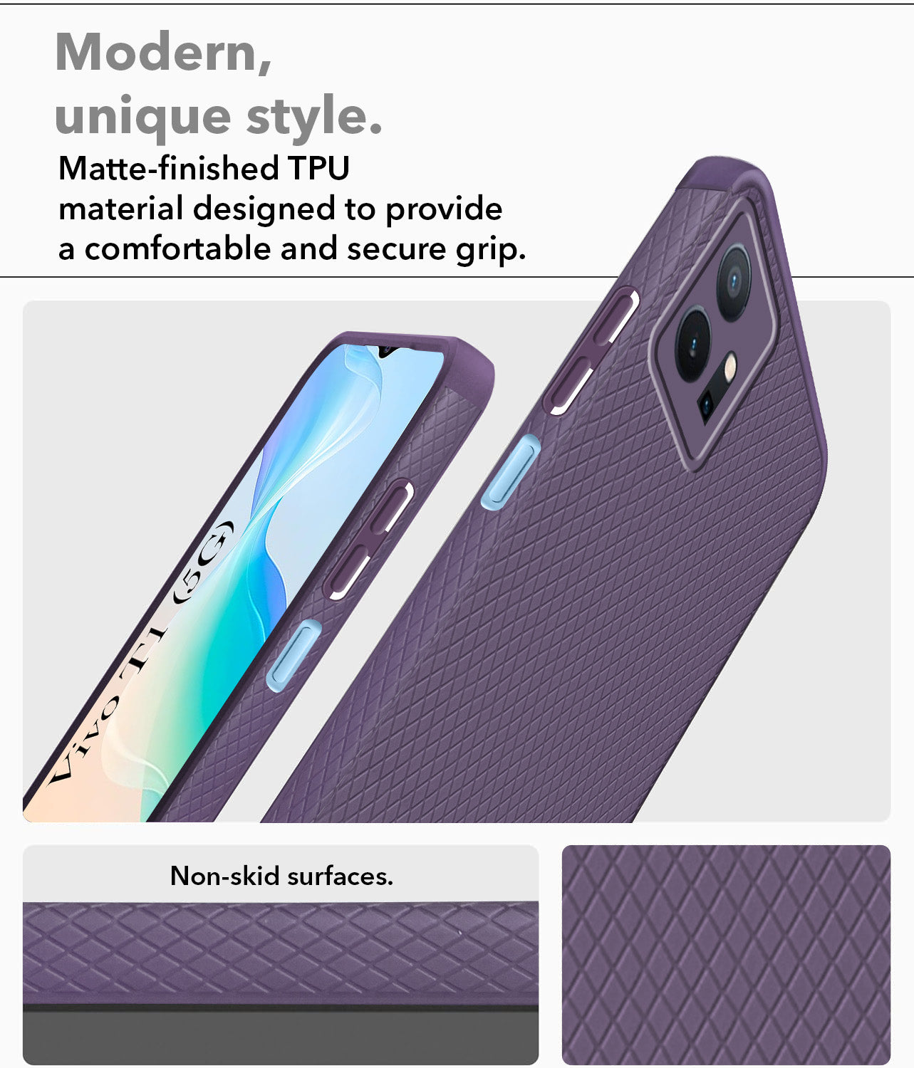 For Vivo T1 5G Back Cover Case (Liquid Silicone | Side Grip | Camera Protection)