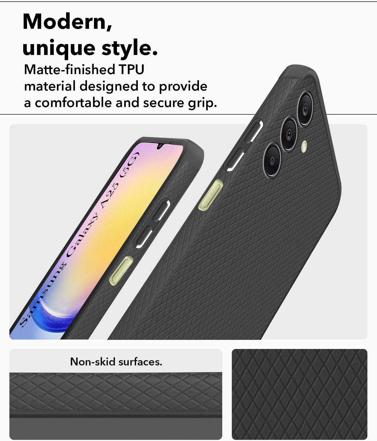 For Samsung Galaxy A25 5G  Back Cover Case (Liquid Silicone | Side Grip | Camera Protection)