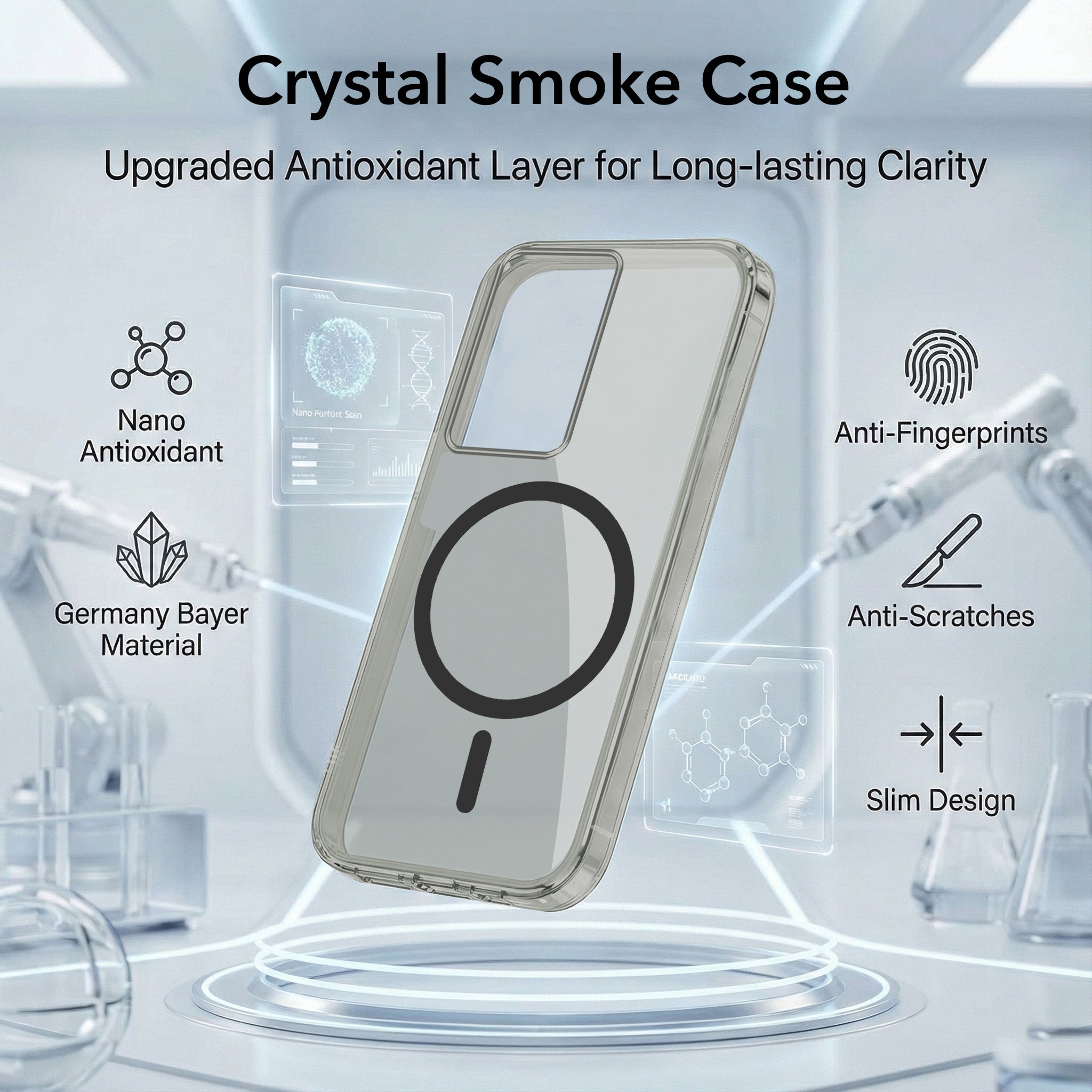For Realme 14X Back Cover Case Lifetime Anti-Yellow MagSafe Compatible Clear (Sleek Hard Crystal | Shockproof and Camera Protection)