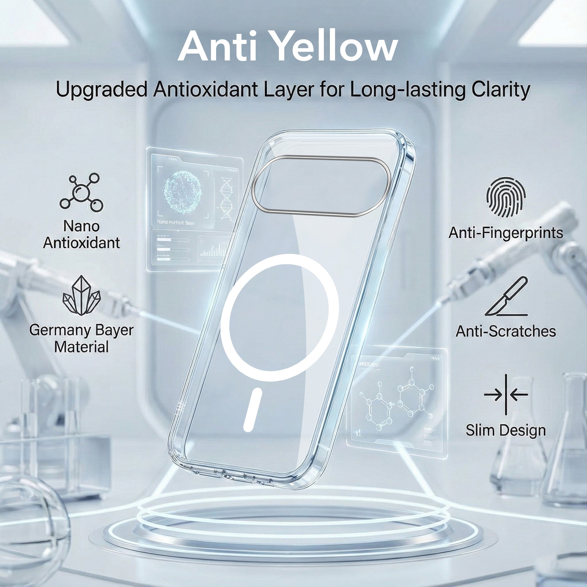For Google Pixel 11 Pro Back Cover Case Lifetime Anti-Yellow MagSafe Compatible Clear (Sleek Hard Crystal | Shockproof and Camera Protection)