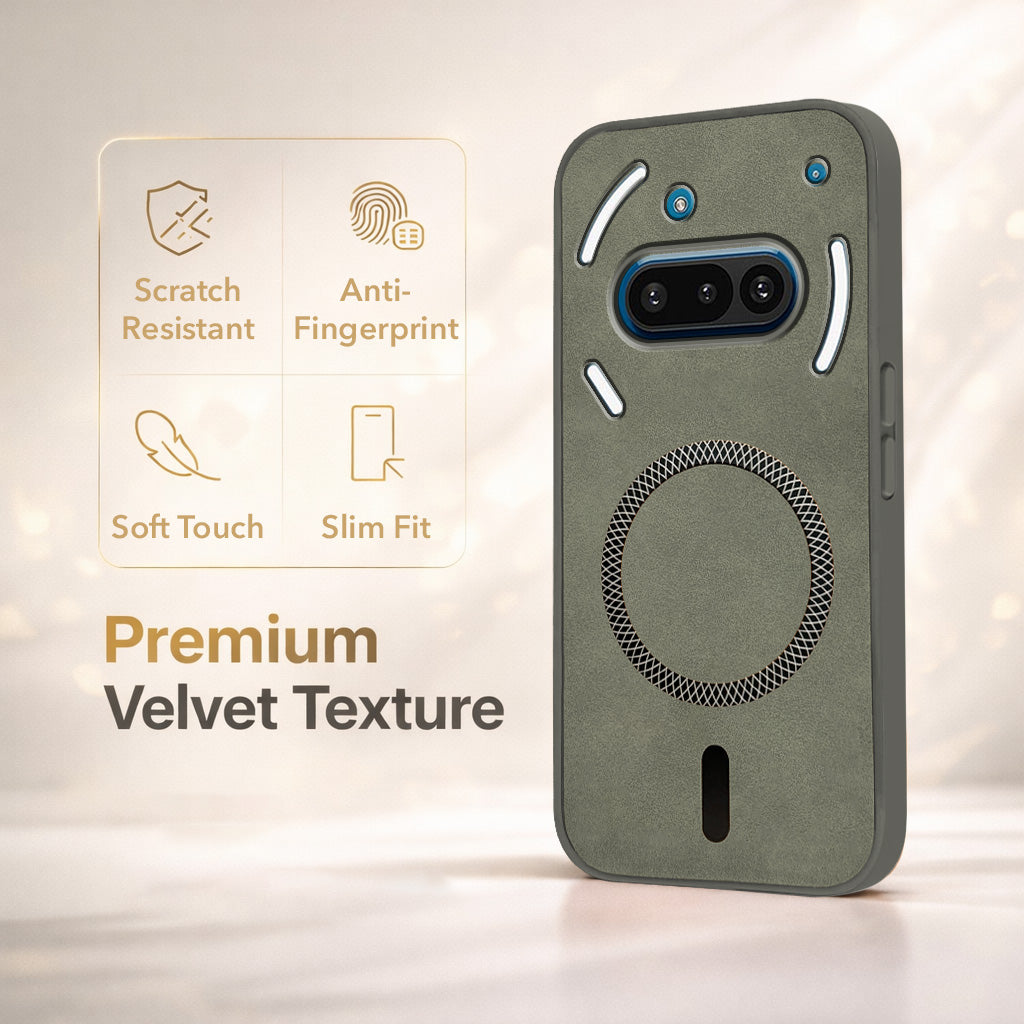 For Nothing Phone 3A 5G Back Cover Case Leather Finish (MagSafe Compatible Wireless Charging | Soft Touch | Camera Bump Protection)