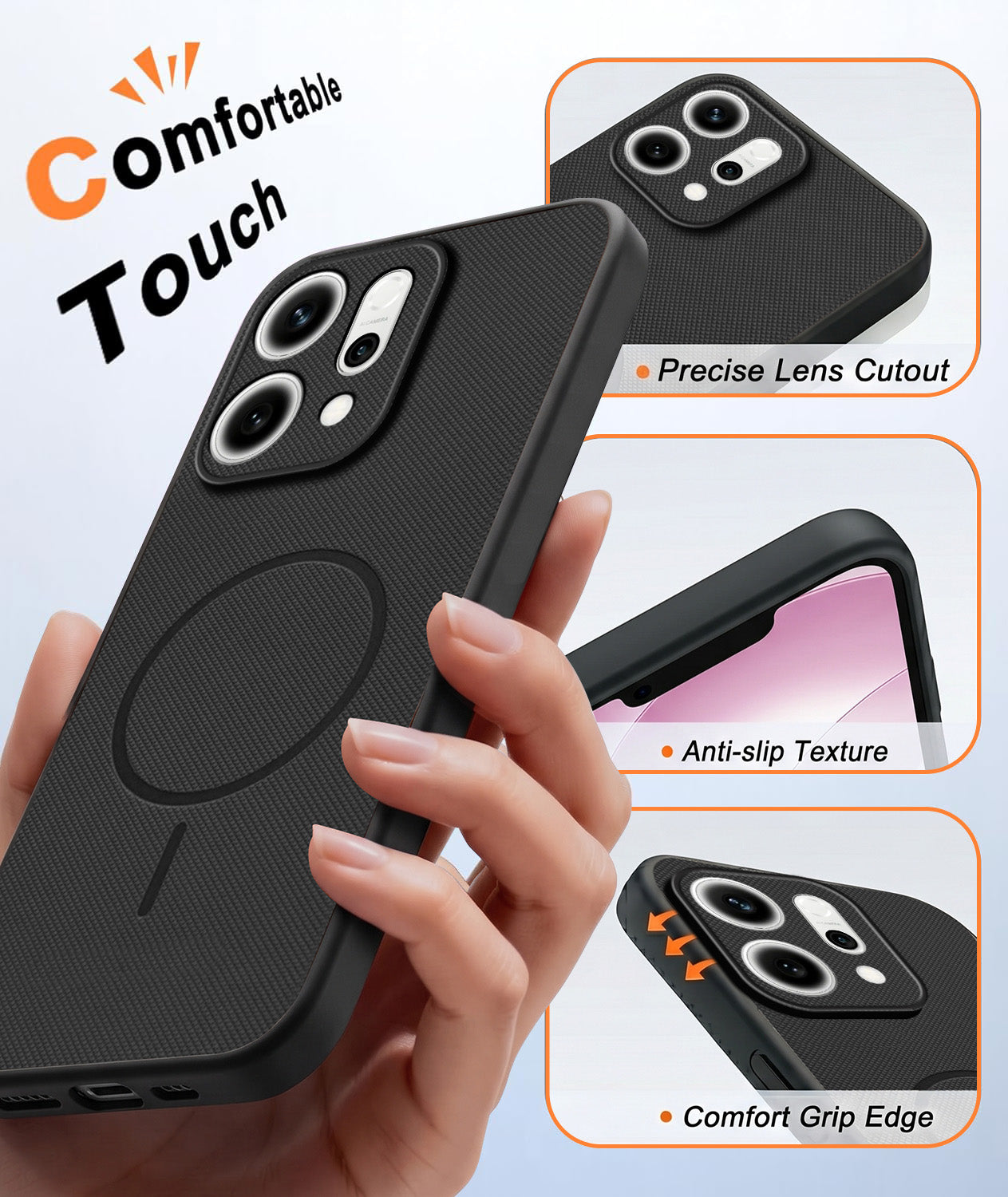 For Oppo Reno14 5G Back Cover Case PU Leather (Texture Grip Design | Professional Minimalist | Camera Protection | Soft and Flexible)