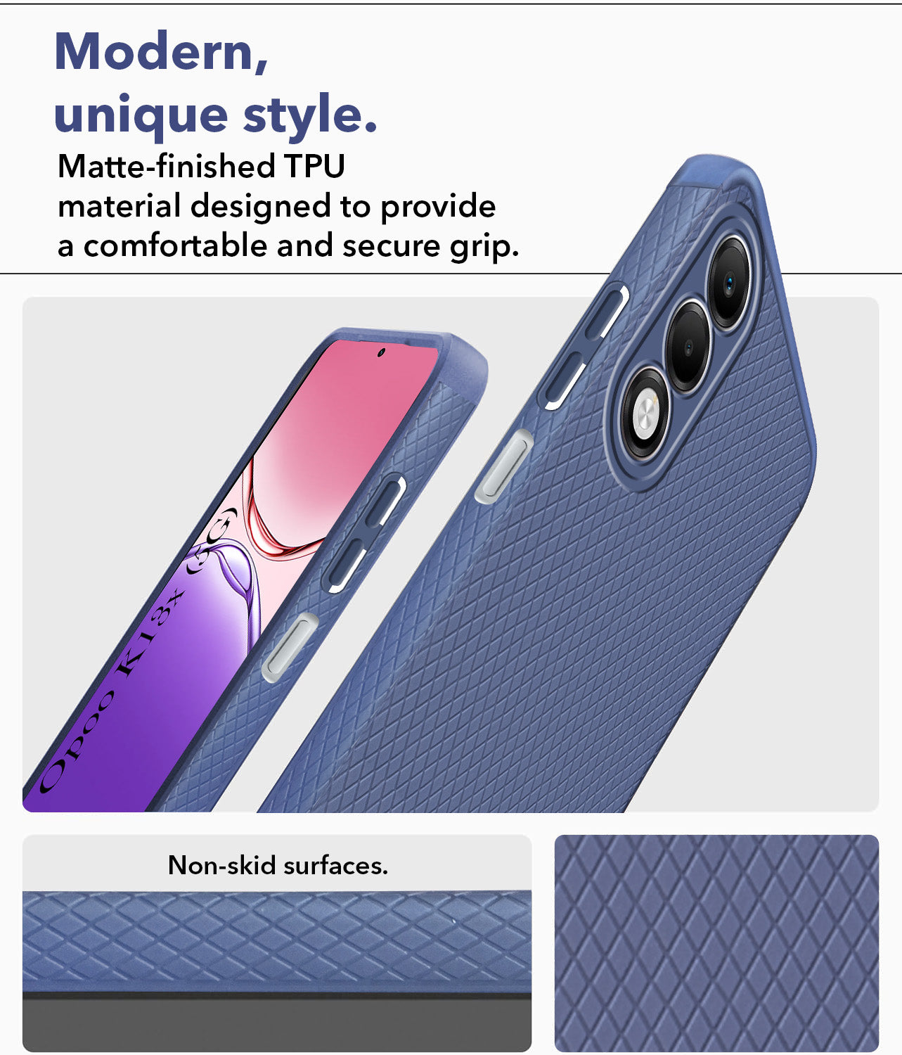 For Oppo K13X Back Cover Case Liquid Silicone (Camera Protection | Side Grip Texture | Soft and Flexible)