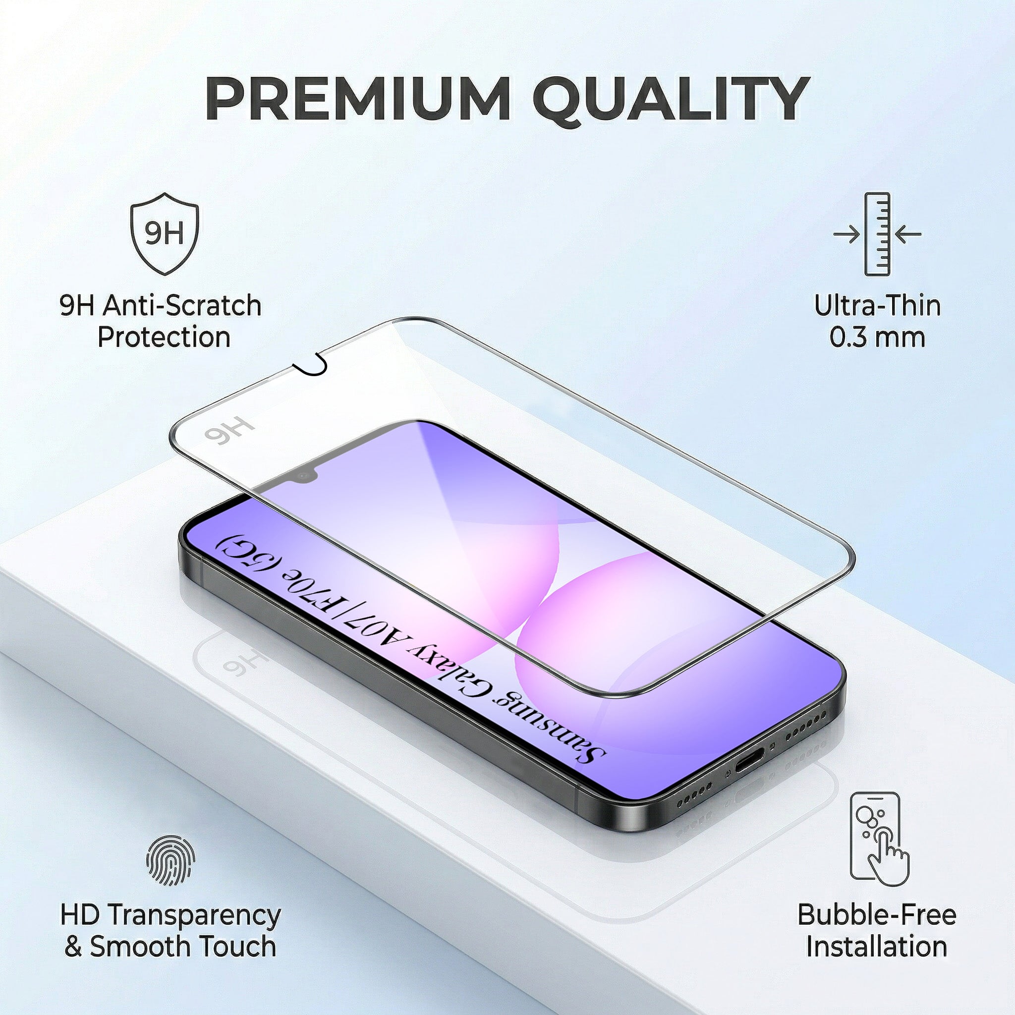 For Samsung Galaxy A07 5G | F70e 5G Combo with Back Cover and 9H Tempered Glass (Liquid Silicone | Camera Protection | Oleophobic Coating Screen Glass)