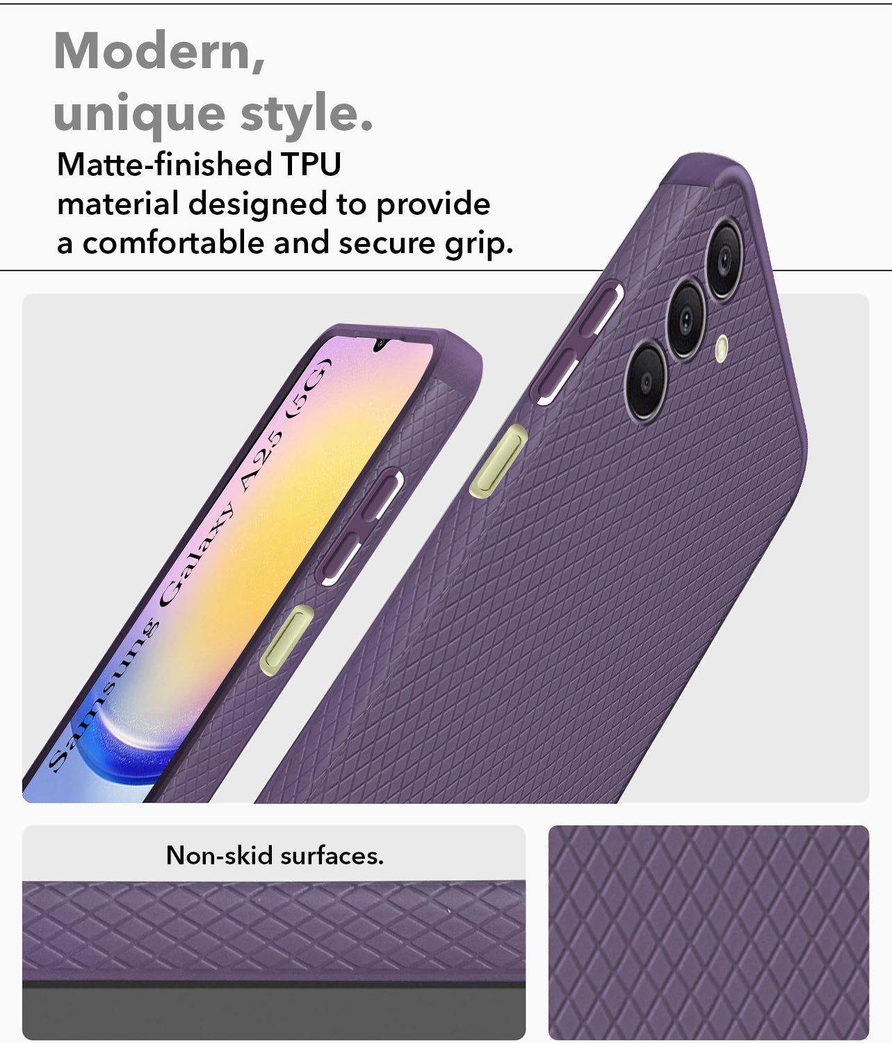 For Samsung Galaxy A25 5G  Back Cover Case (Liquid Silicone | Side Grip | Camera Protection)