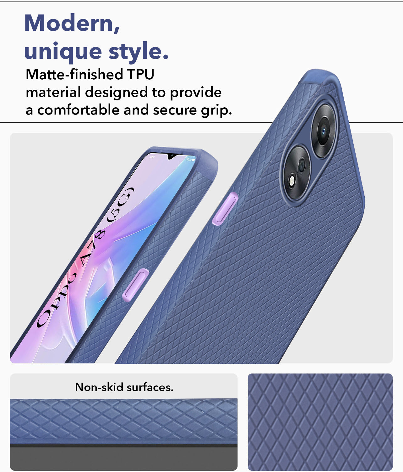 For Oppo A78 5G Back Cover Case (Liquid Silicone | Side Grip | Camera Protection)