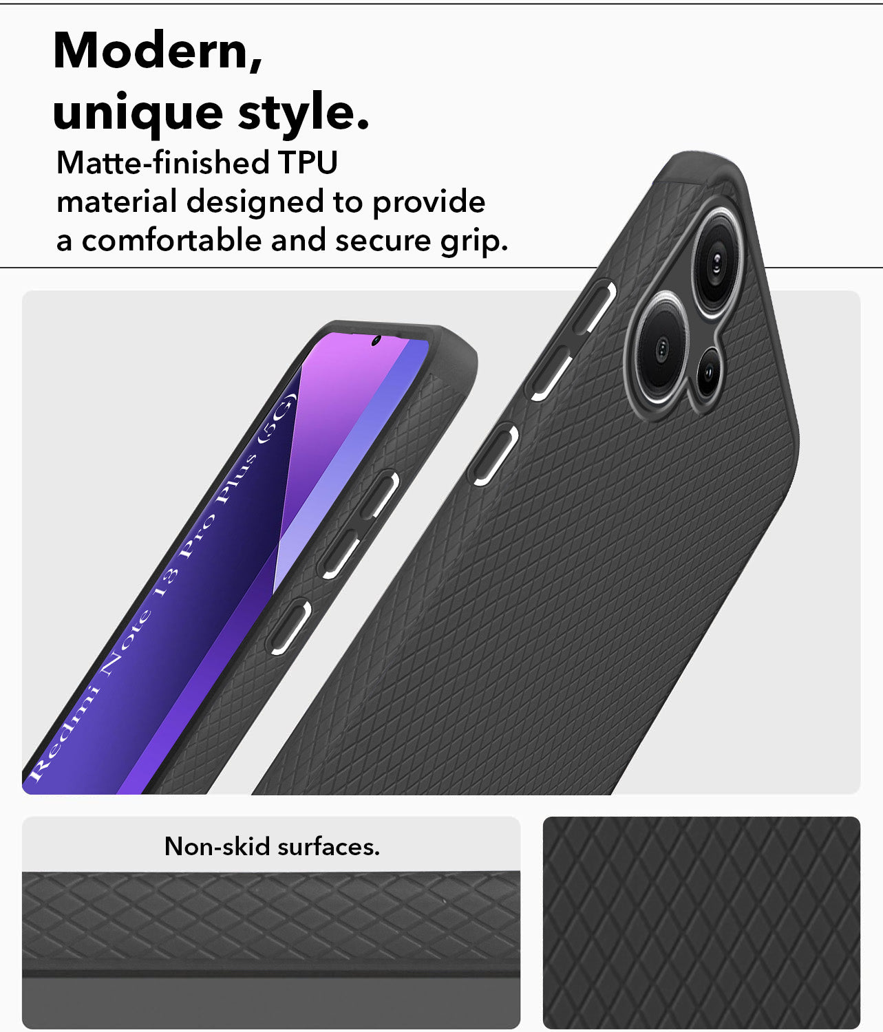 For Redmi Note 13 Pro Plus Back Case Cover (Liquid Silicone | Camera Protection | Side Grip)