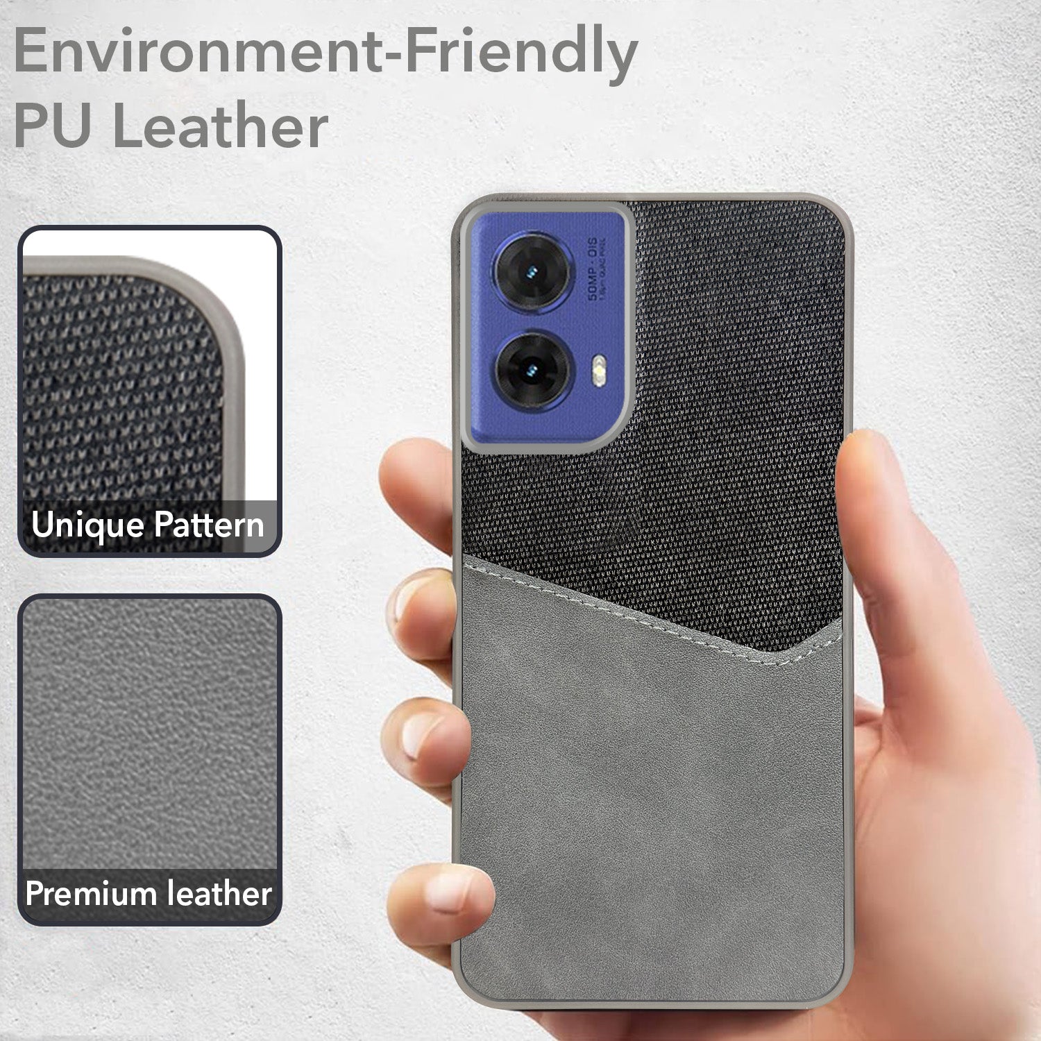 For Motorola Moto G85 Back Cover Case (Dual PU Leather Stitch | Professional Minimalist | Soft and Flexible)