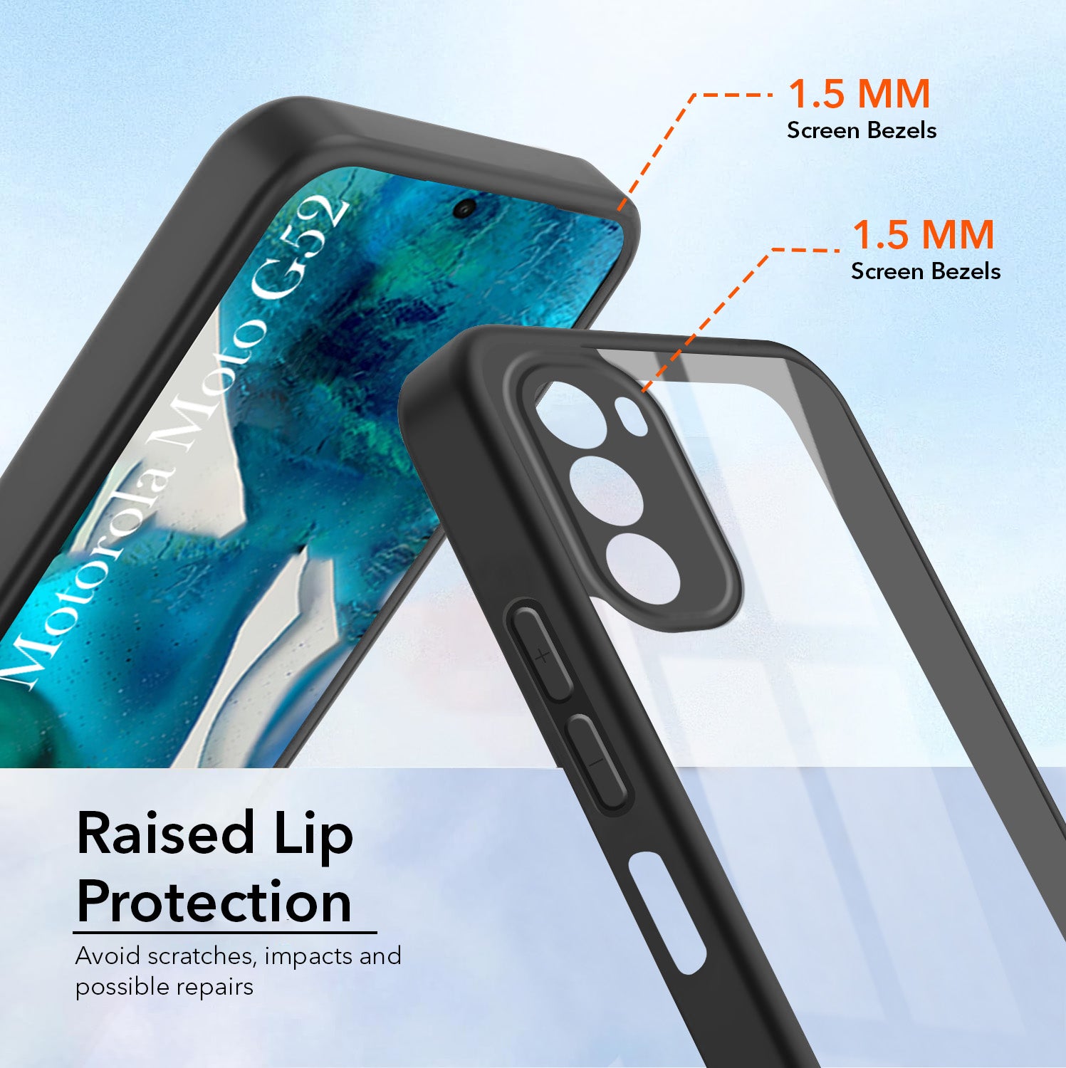 For Motorola Moto G52 5G Back Cover Case Ultra-Hybrid (Lifetime Anti Yellow | Anti Scratch | Crystal Clear Shockproof)