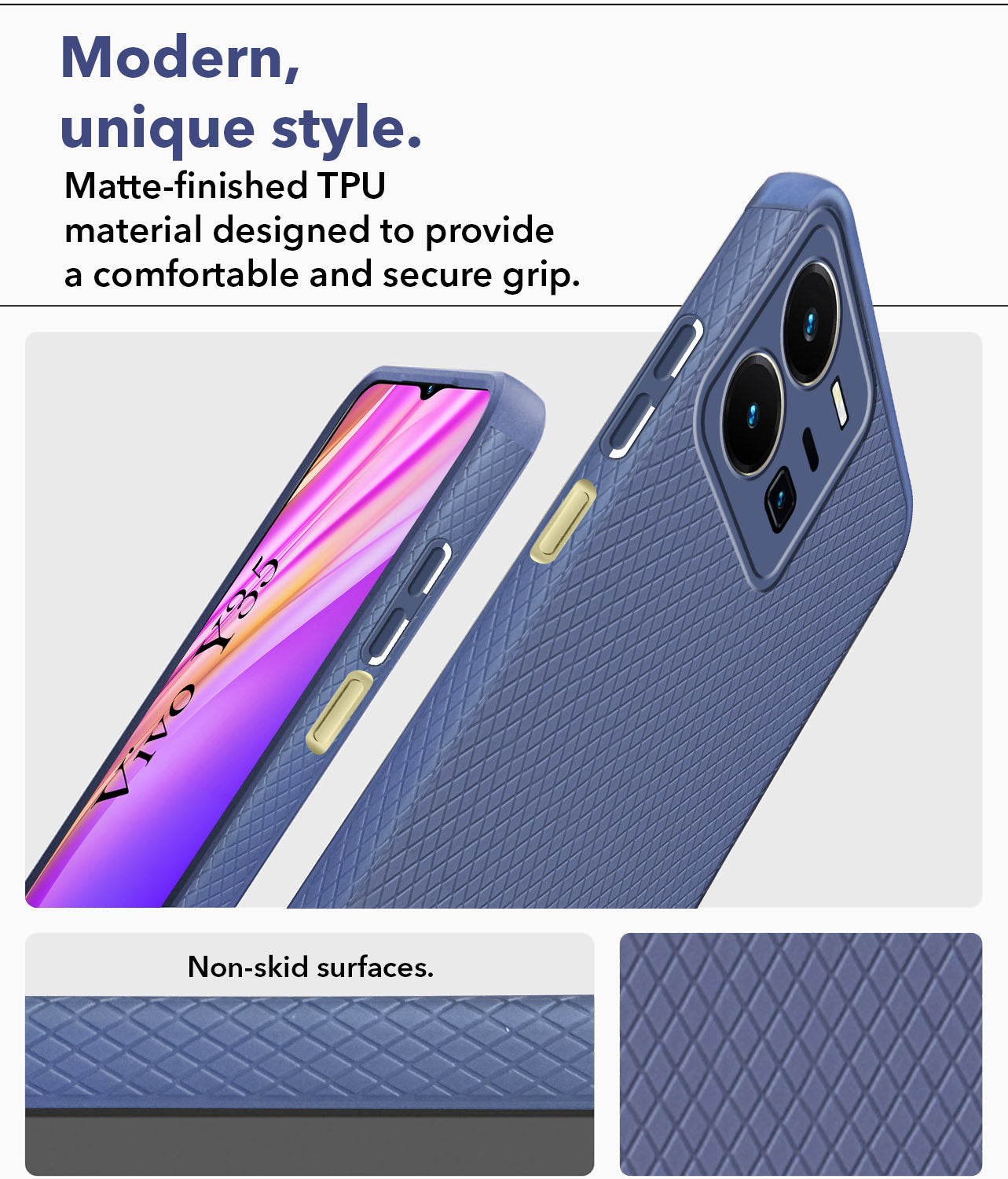 For Vivo Y35 Back Cover Case Liquid Silicone (Camera Protection | Side Grip Texture | Soft and Flexible)