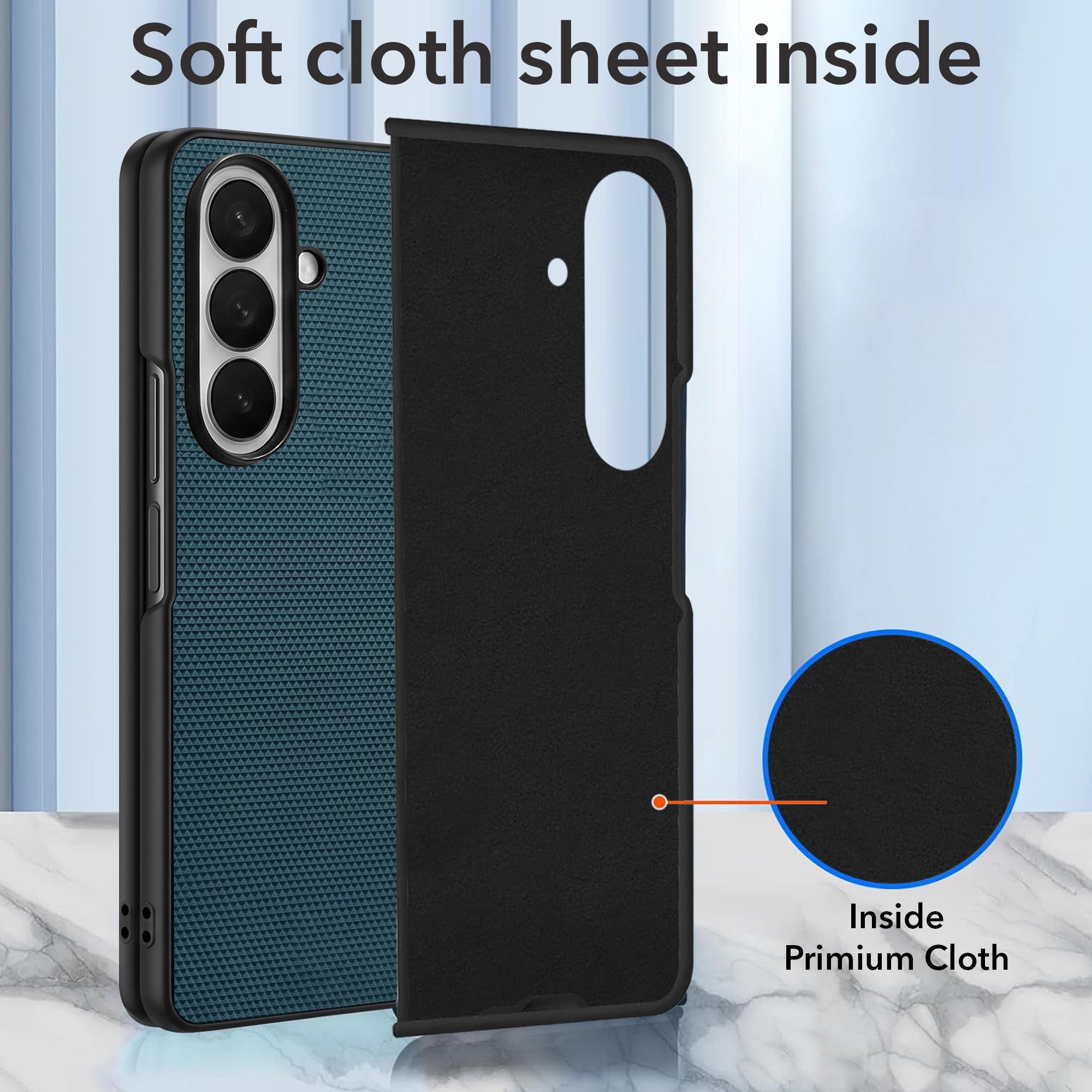 For Samsung Galaxy Z Fold 7 Premium Cover Case (Geometric Textured Hard PC | Soft Cloth Lining & Slim Shockproof Protection)
