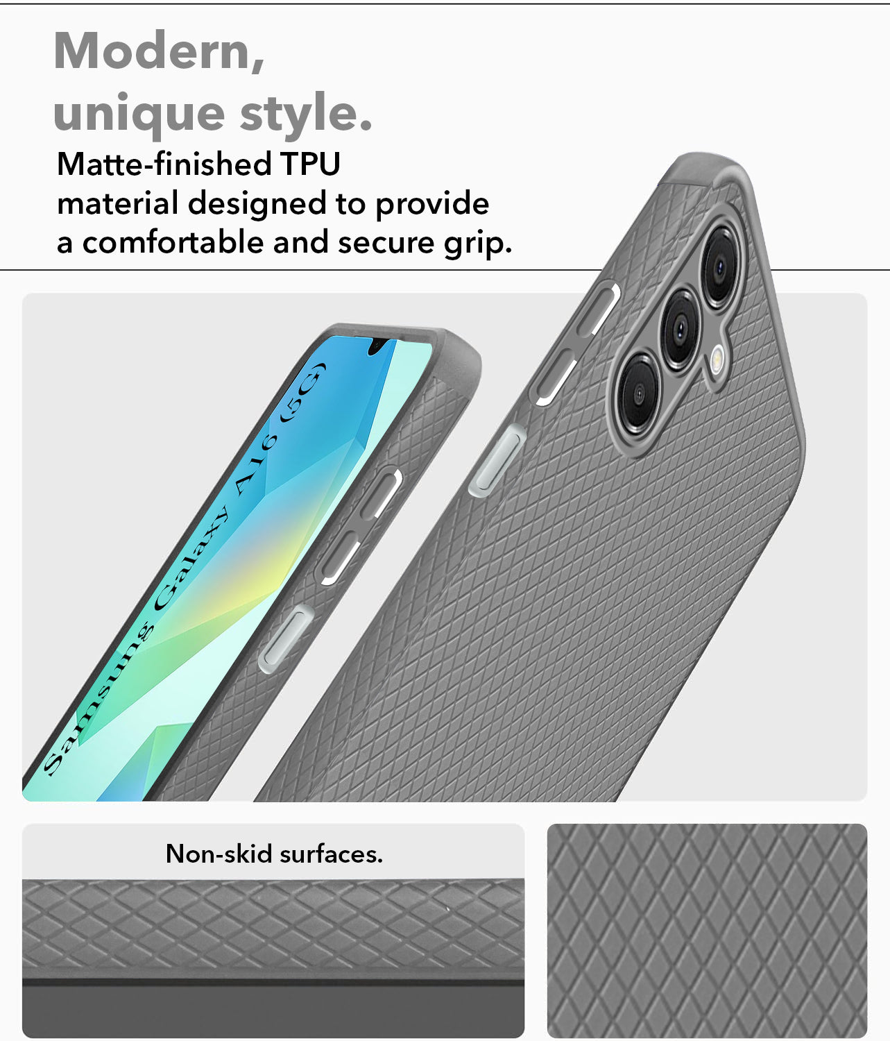 For Samsung Galaxy A16 5G Back Cover Case  (Liquid Silicone | Side Grip | Camera Protection)
