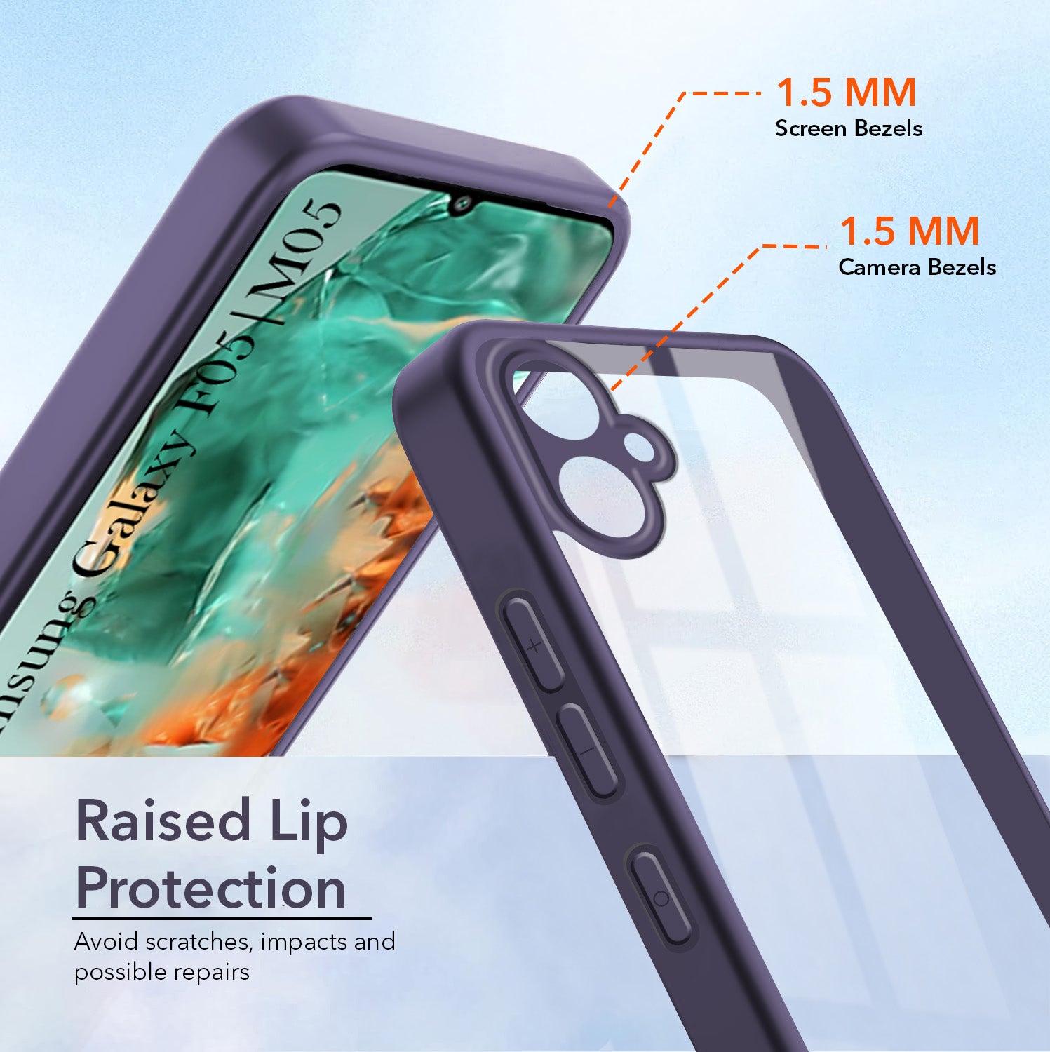 For Samsung Galaxy F05 | Samsung Galaxy M05 Back Cover Case Ultra-Hybrid (Lifetime Anti Yellow | Anti Scratch | Crystal Clear Shockproof)